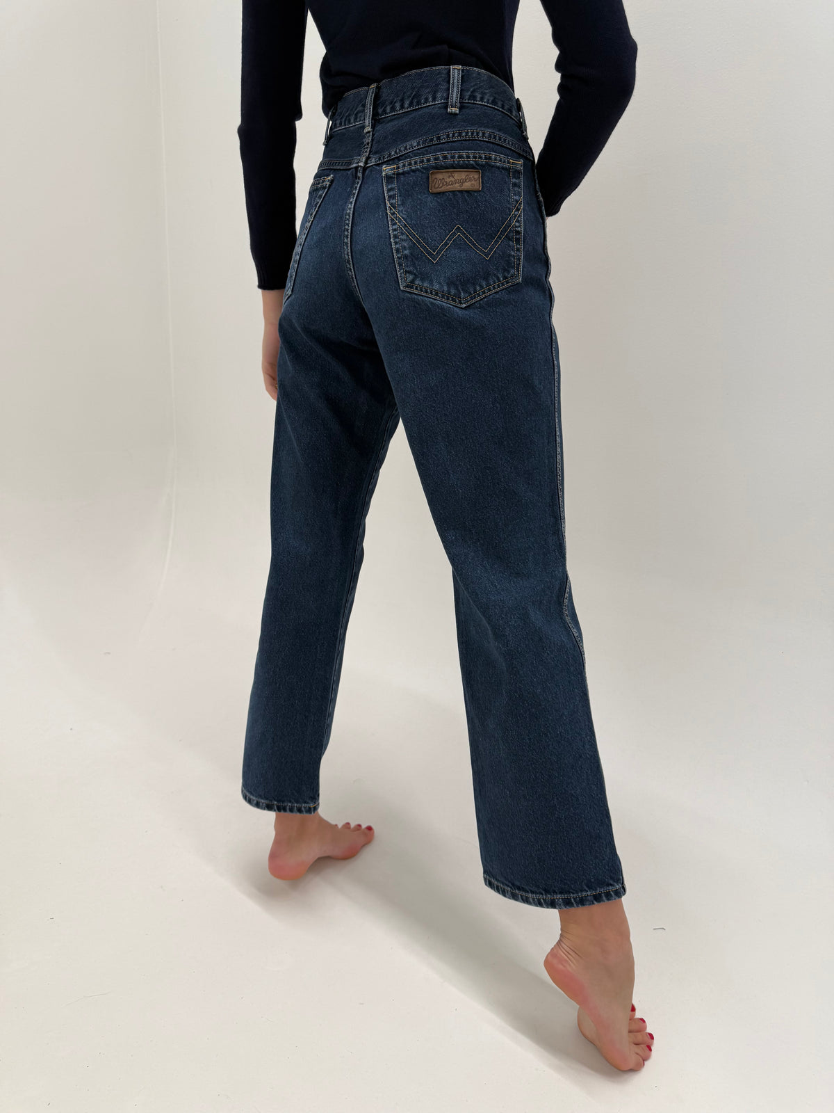 Jeans vintage premium Wrangler din bumbac gros dark wash classic fit