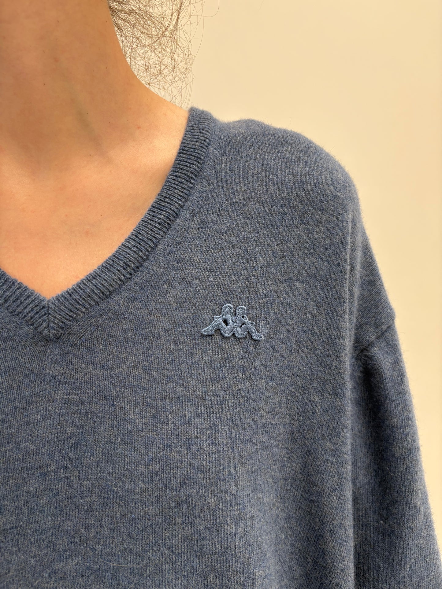 Pulover gros tall jeans blue 80% lana