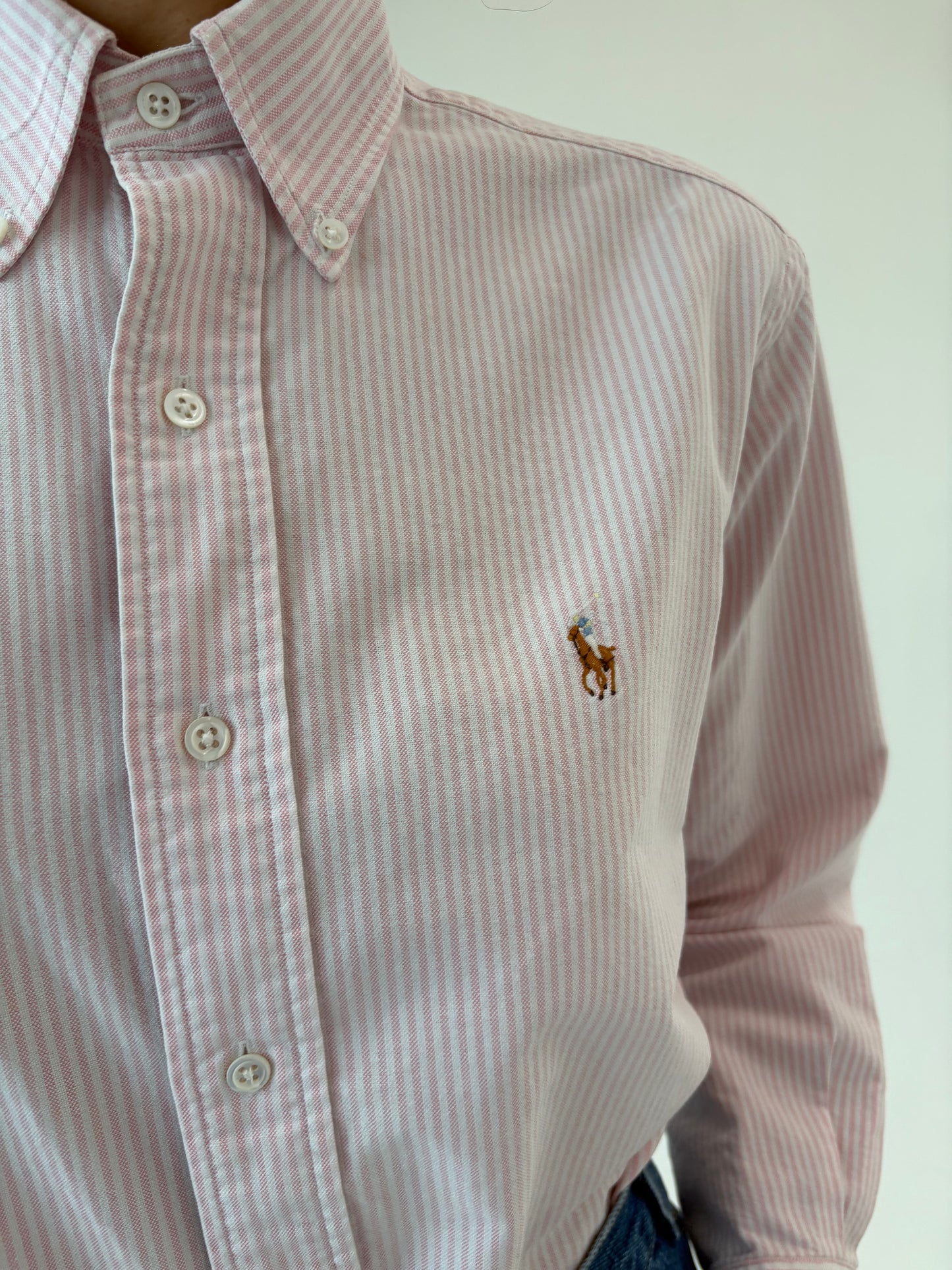 Cămașa Ralph Lauren petite cin poplin gros cu dungi powder Pink verticale