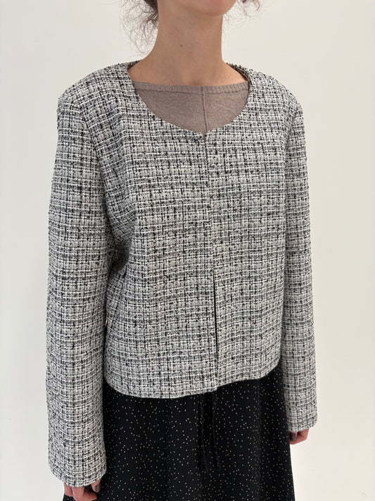 Sacou de brand premium italian în stil Chanel din tweed în croi minimalist