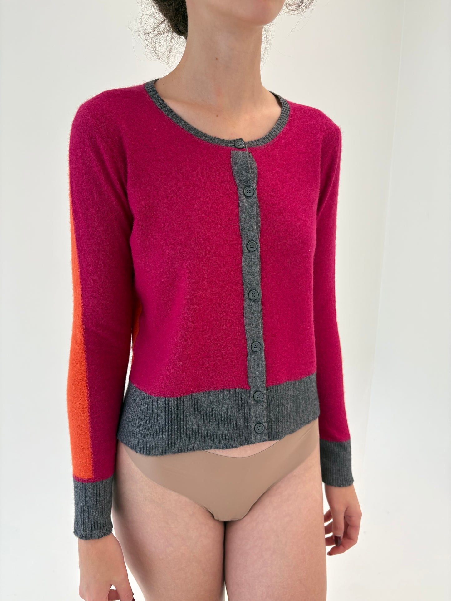 Cardigan colorblock din gama Max Mara din lana merino extrafina în culori tari
