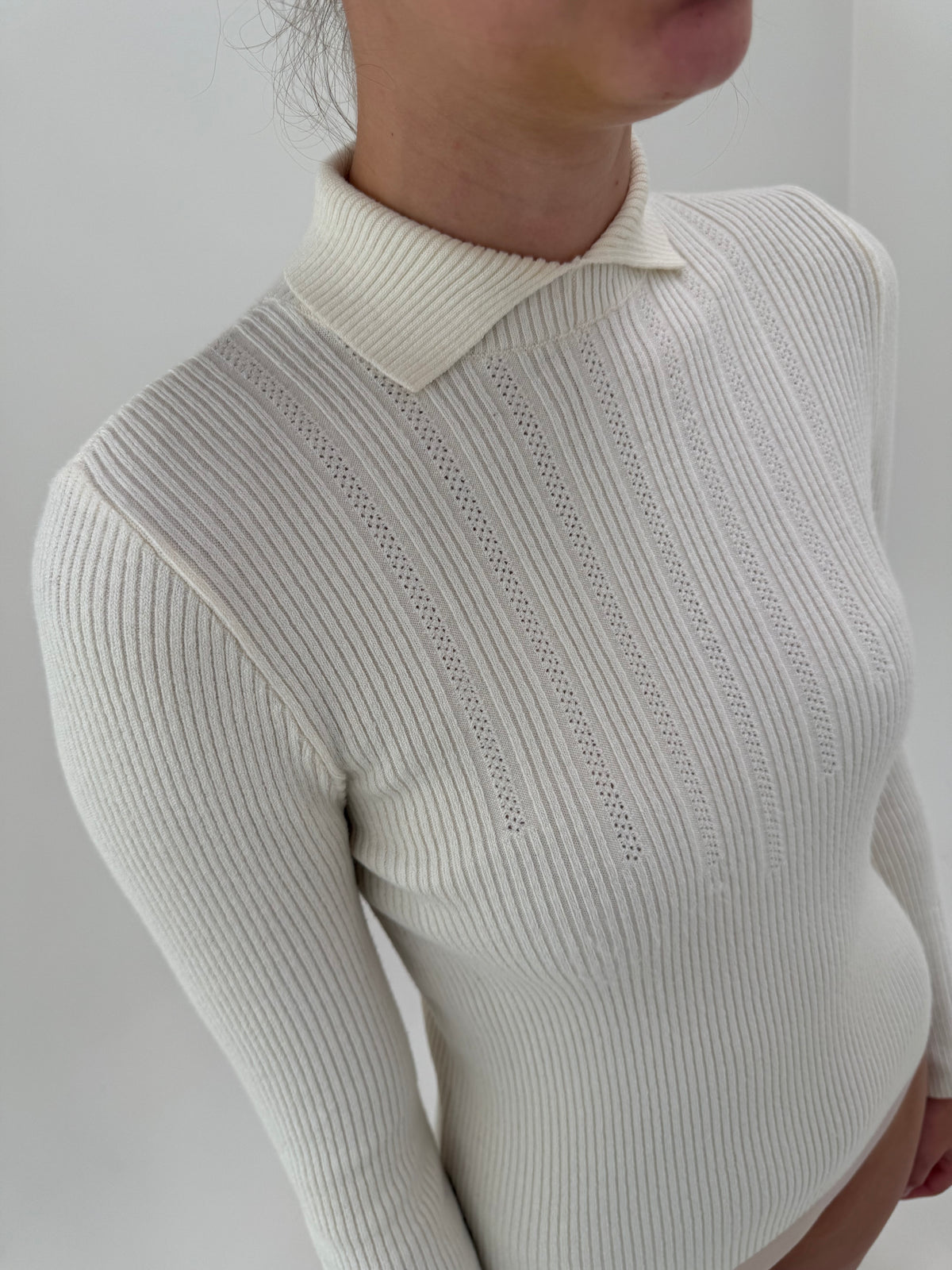 Pulover vintage luxury Claude Montana din lana extrafina ribbed