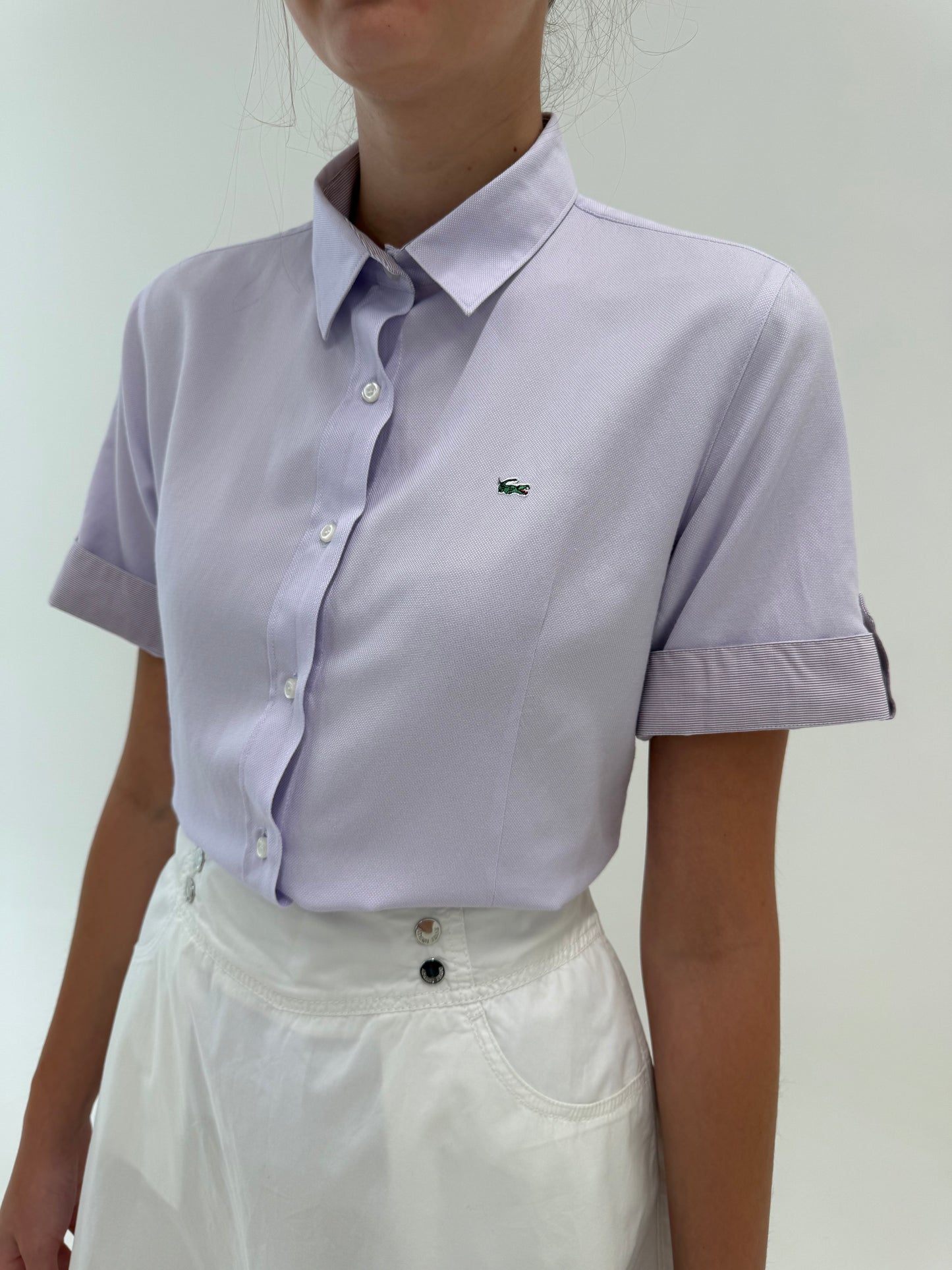 Cămașa lavandă Lacoste din bumbac premium texturat