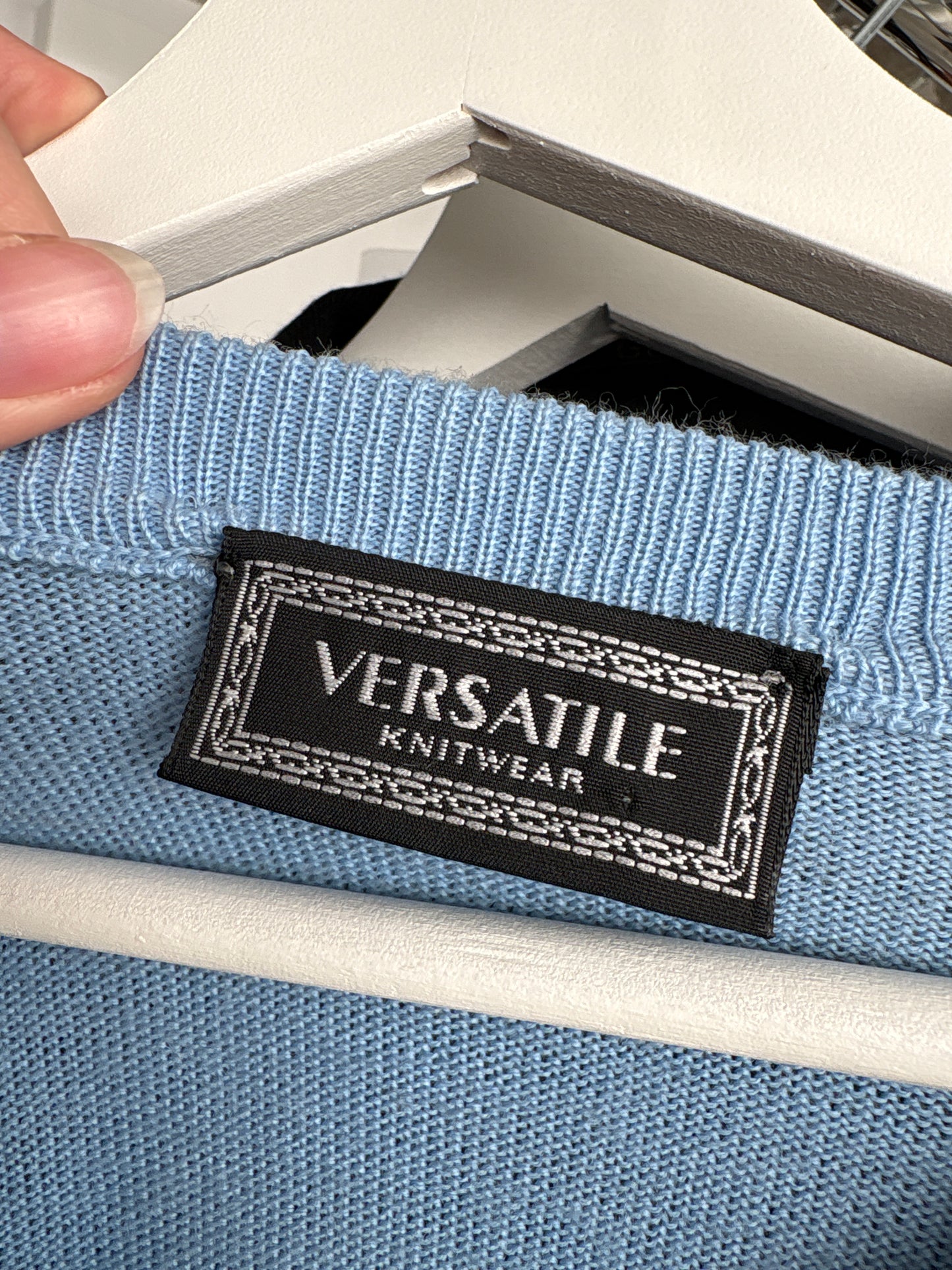 Pulover baby blue în anchior din lana extrafina