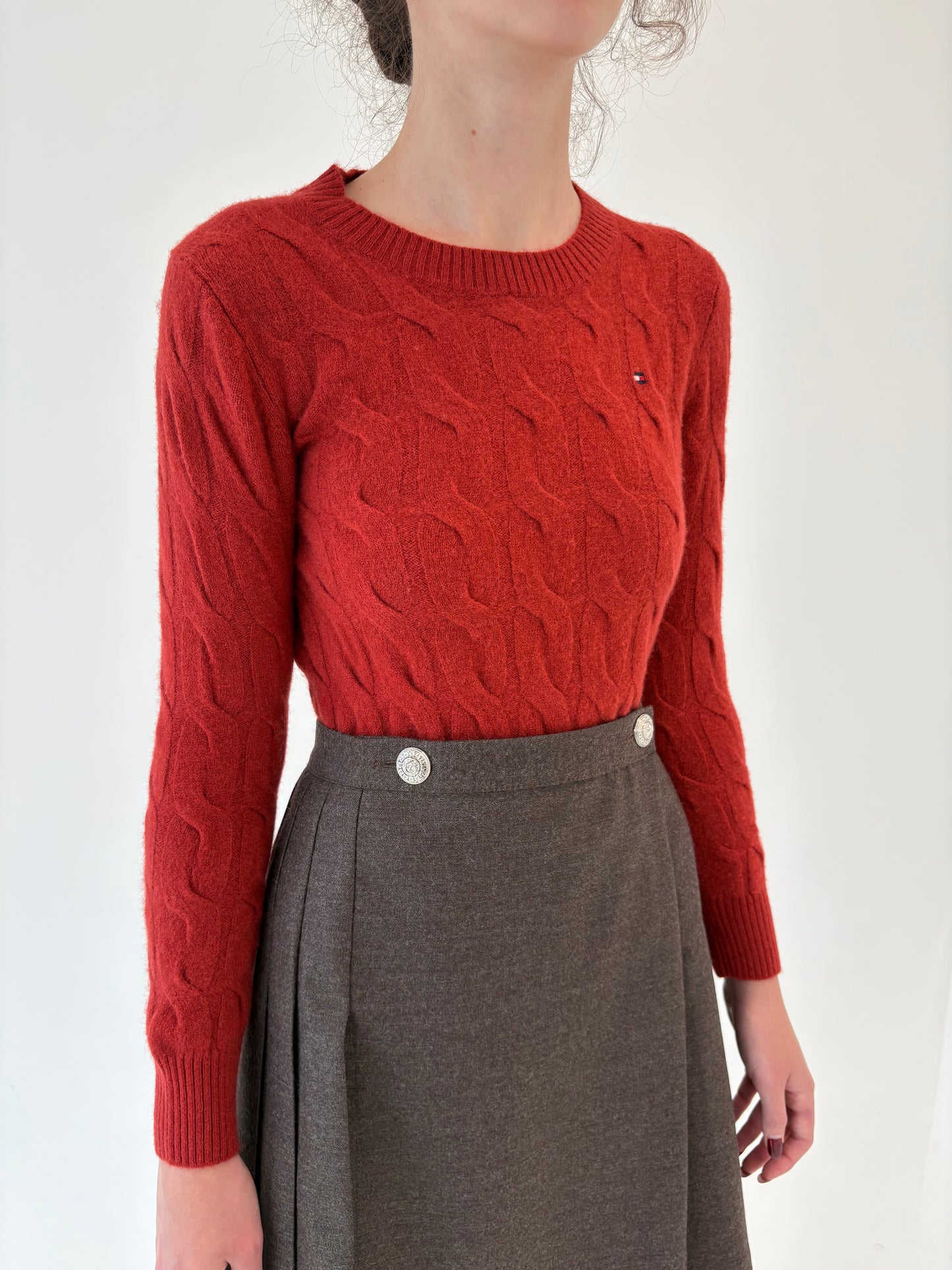 Pulover Tommy Hilfiger din lana extrafina de gramaj mare cu torsade