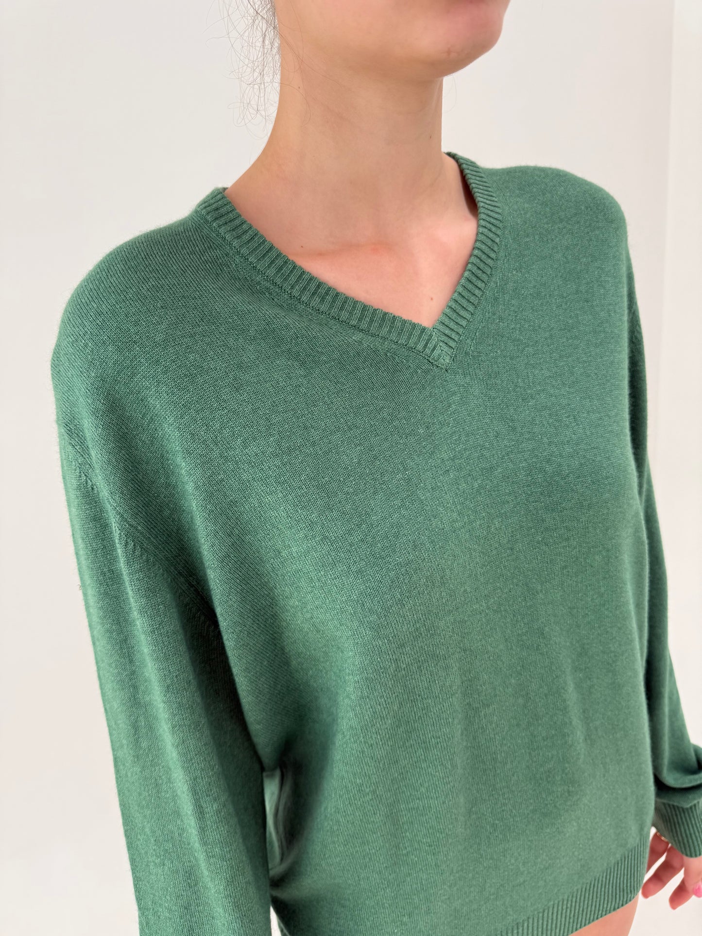 Puloveras ultra luxury Zegna tall din mătase naturală și cașmir V neck