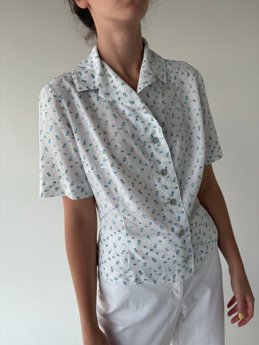 Cămașa vintage din bumbac excepțional integral brodat
