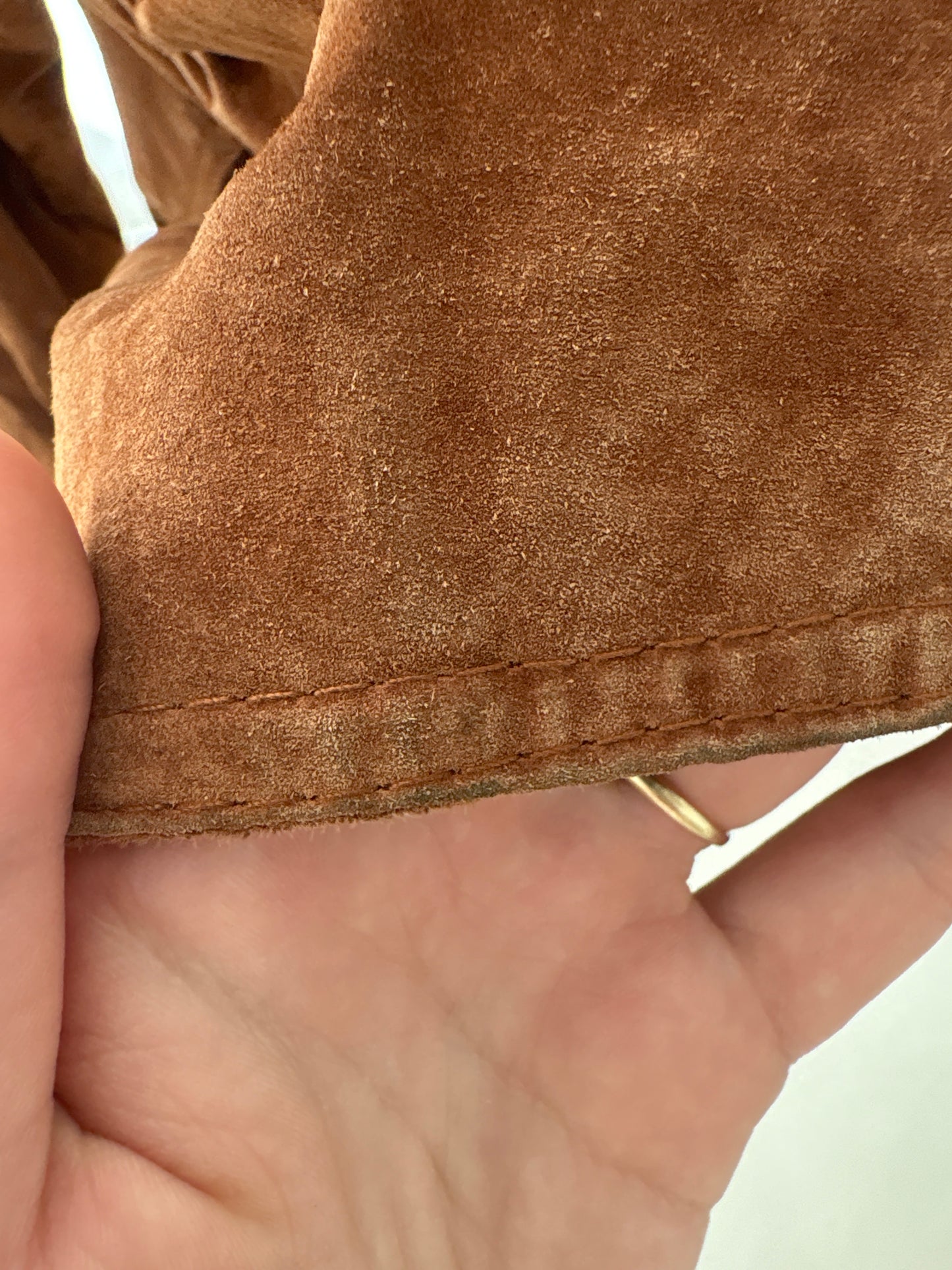 Geacă de brand luxury vintage caramel din piele naturală întoarsă