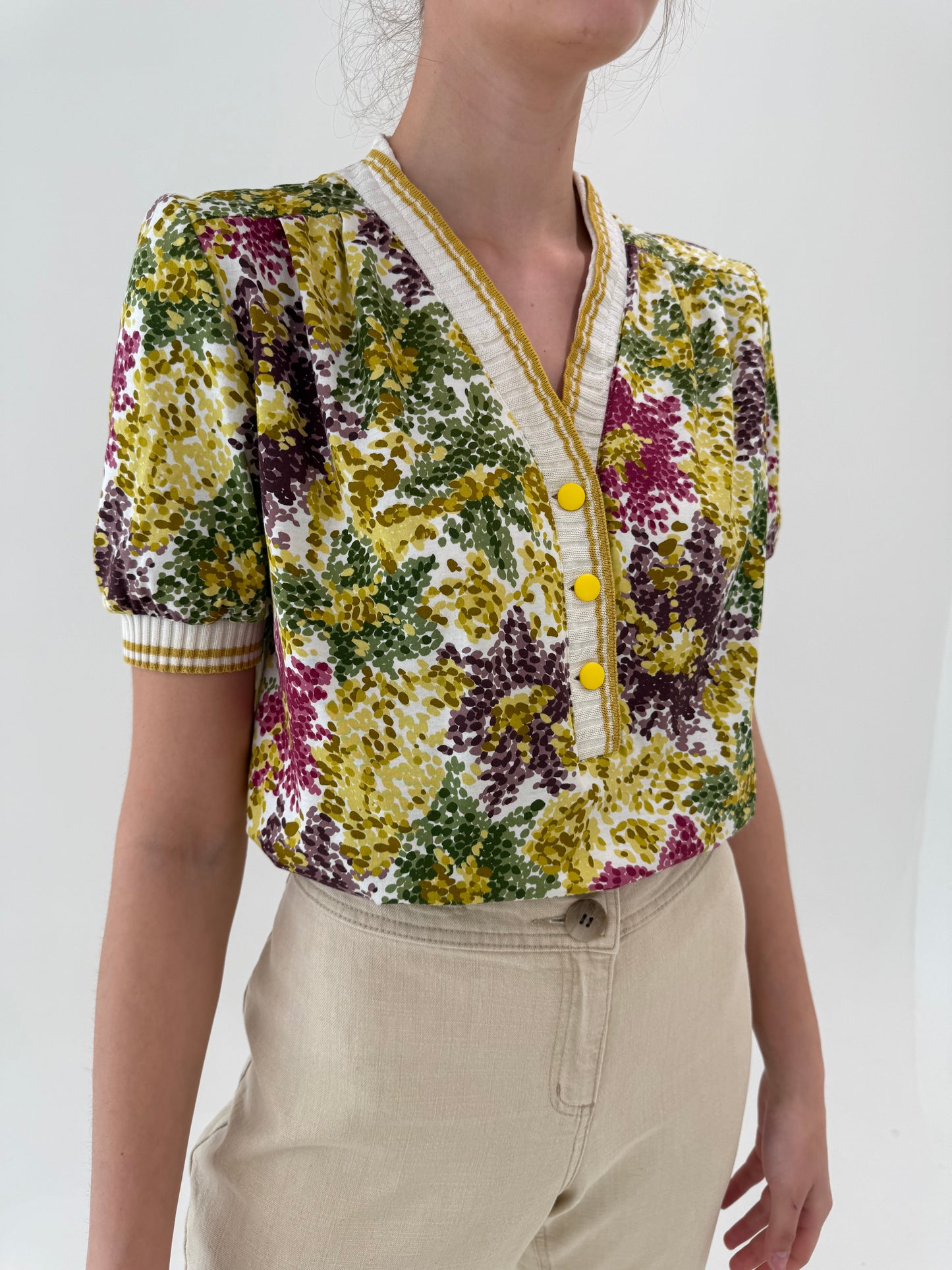 Top vintage italian cu influențe casual chic din bumbac excepțional