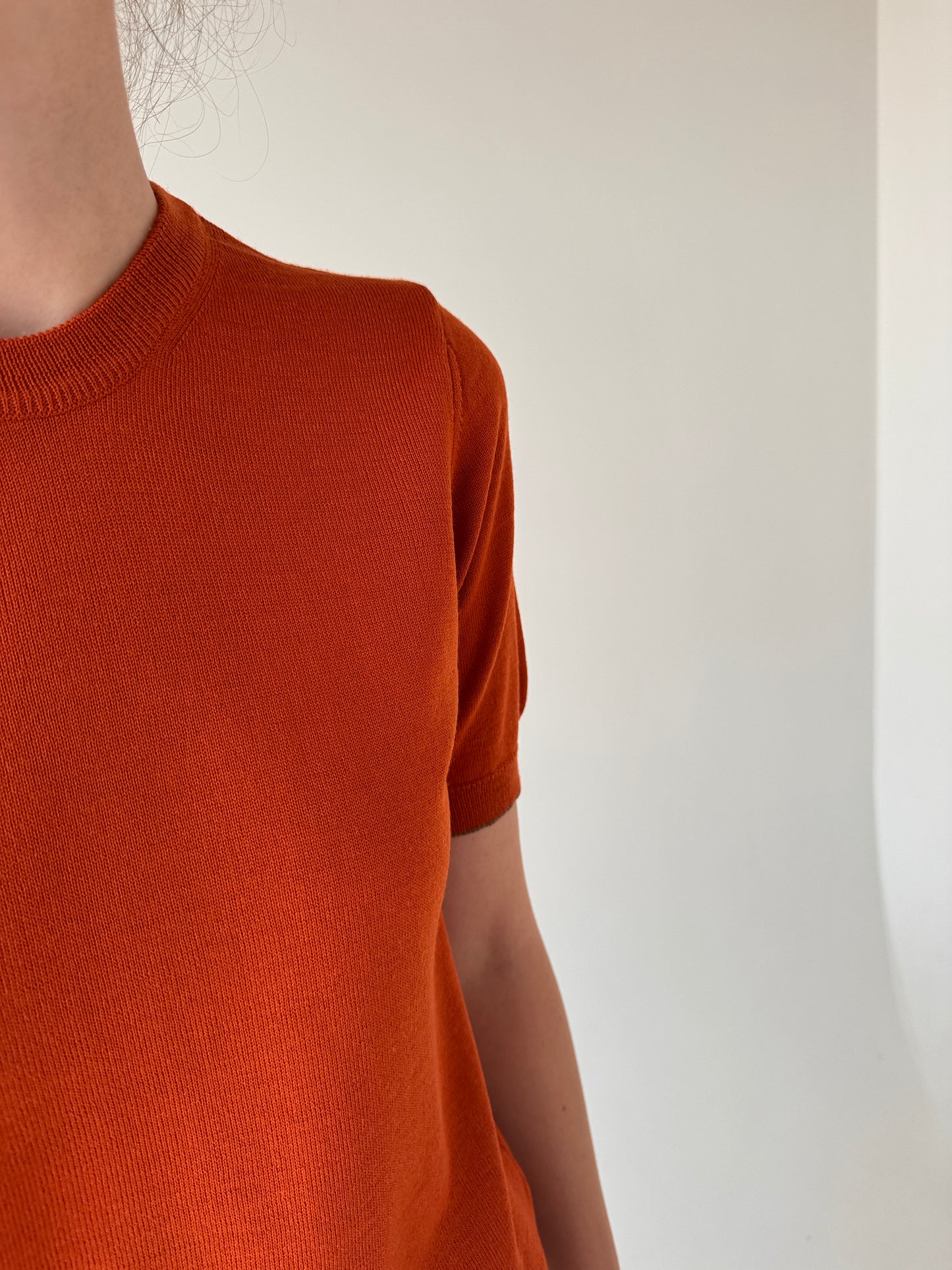 Top din jerse de lana extrafina burnt orange