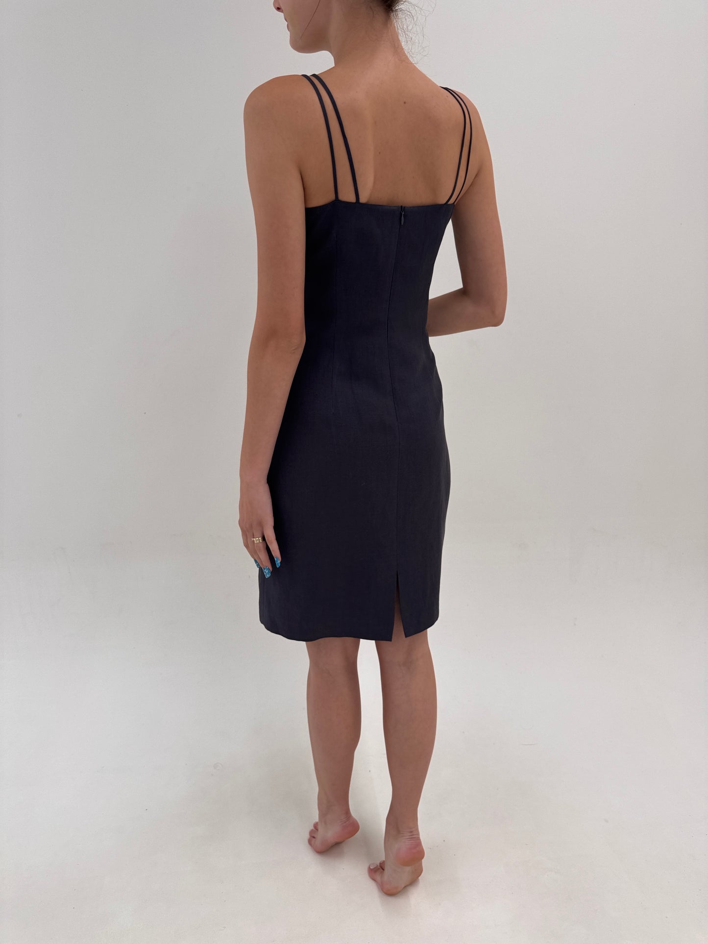 Rochie Marella by Max Mara petrol gray în croi minimalist din pânză