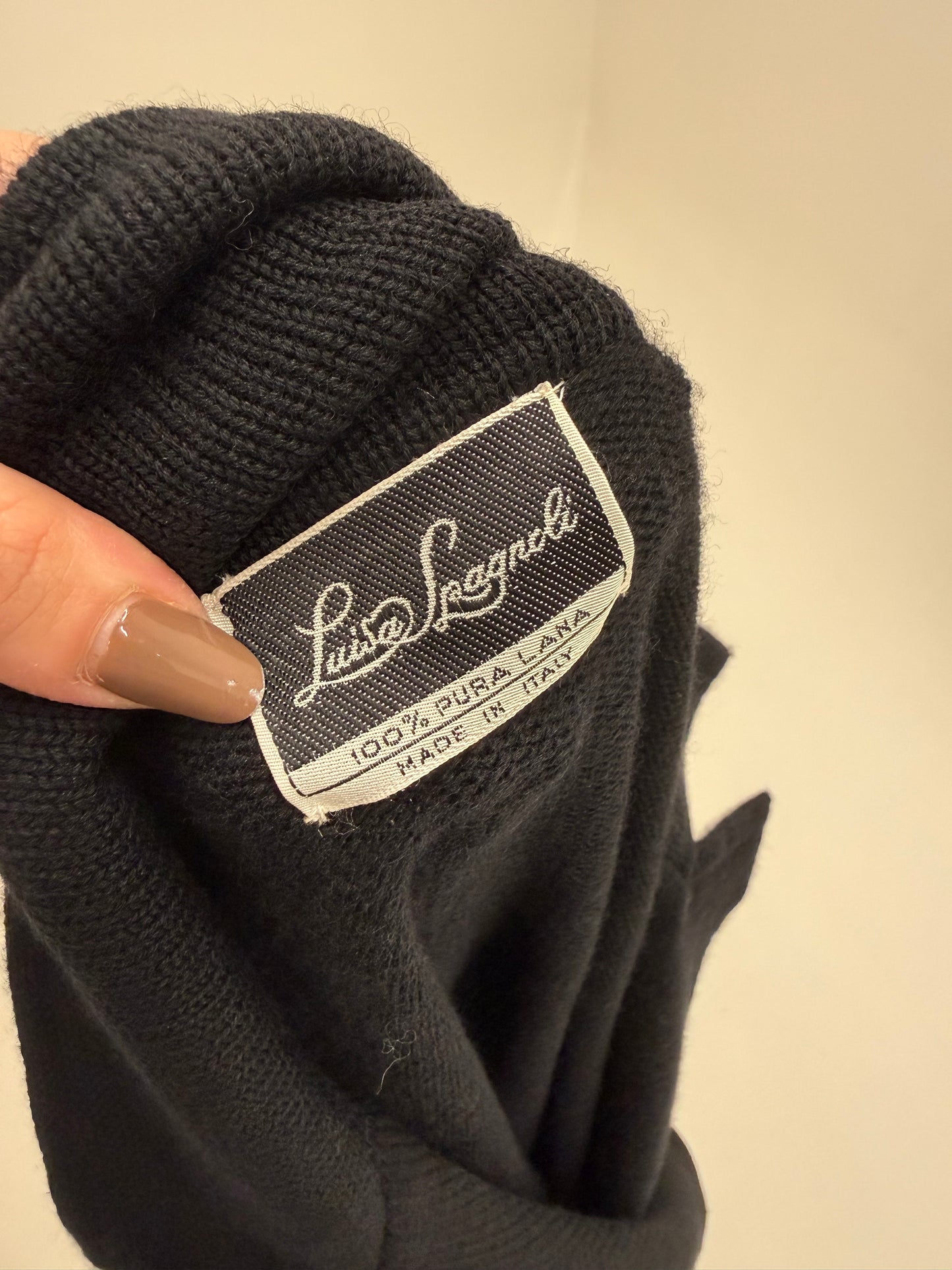 Cardigan negru de brand luxury Luisa Spagnoli din lana merino extrafina