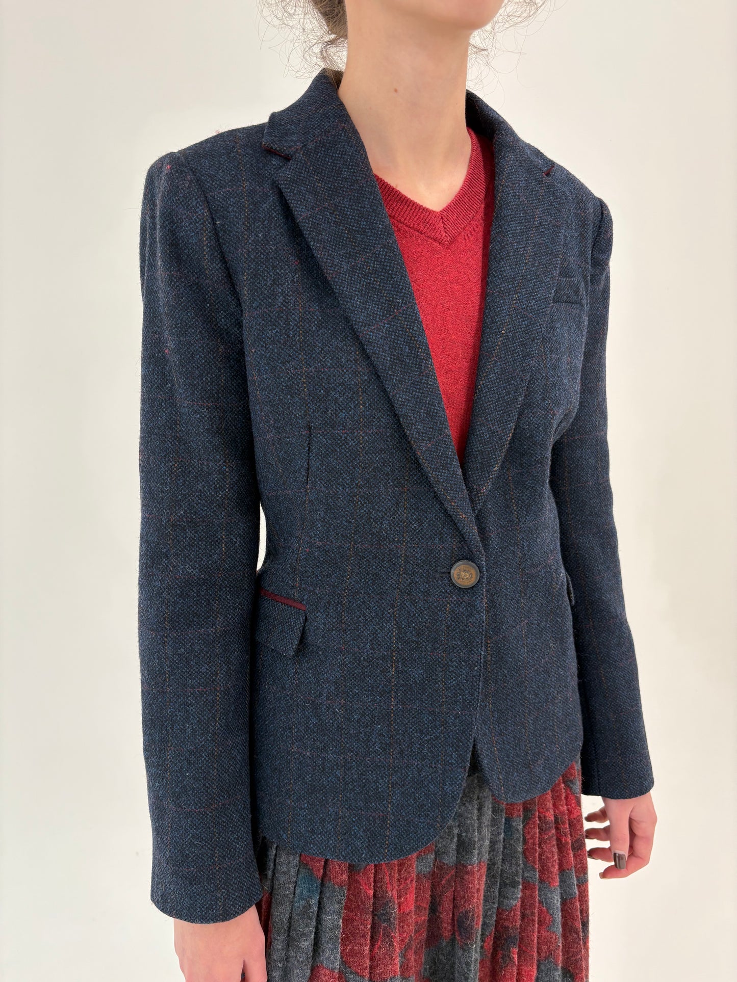 Sacou din tweed Donegal cu închidere tip smoking