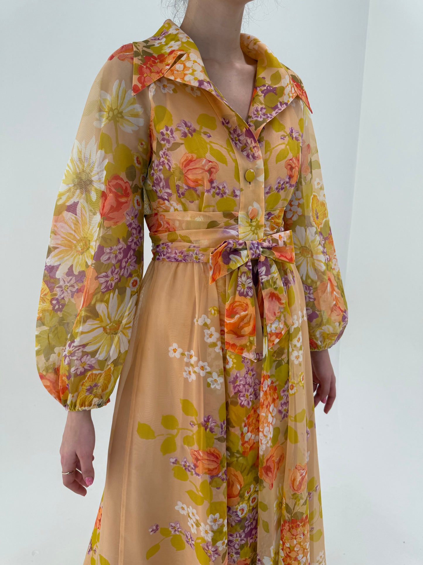 Rochie vintage maxi în stil Zimmerman cu talie reglabilă și culori superbe