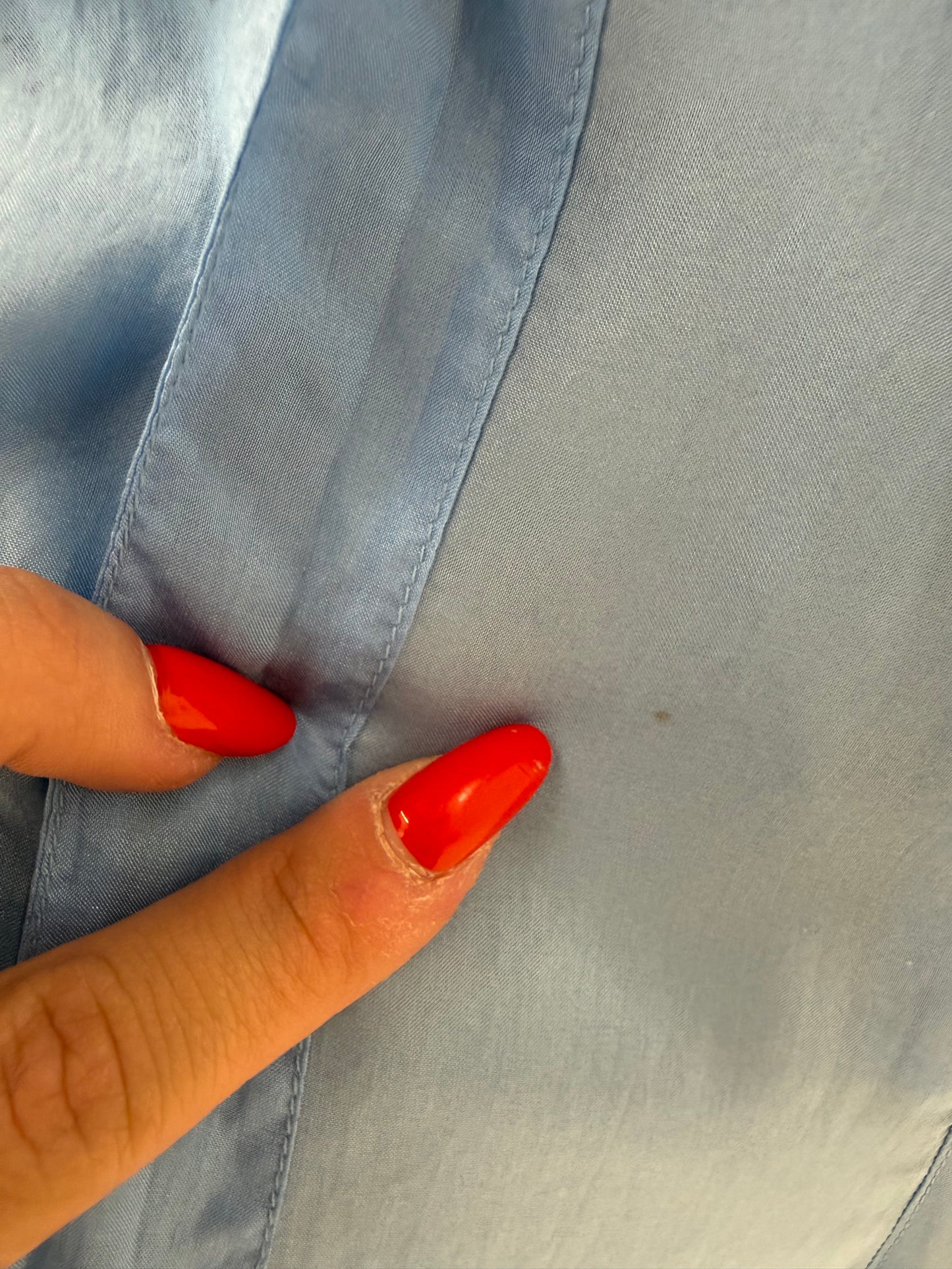 Salopetă tallbaby blue din mătase naturală cu talie ultra înaltă elastică