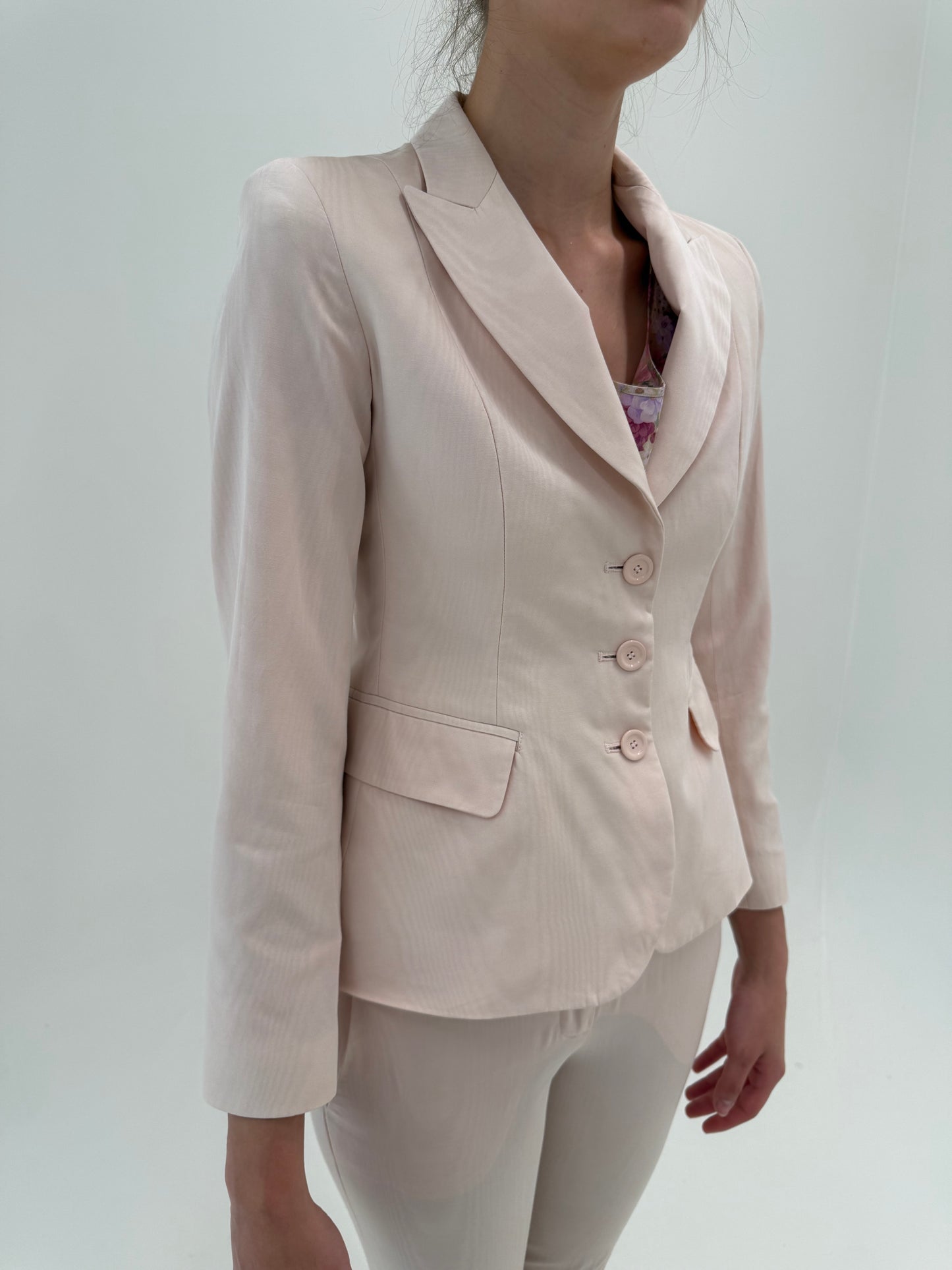 Costum Max&Co by Max Mara petite roz pudrat de vară în croi atemporal