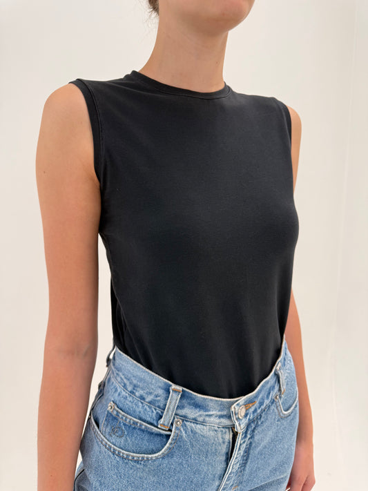 Top negru Prada din bumbac modelator