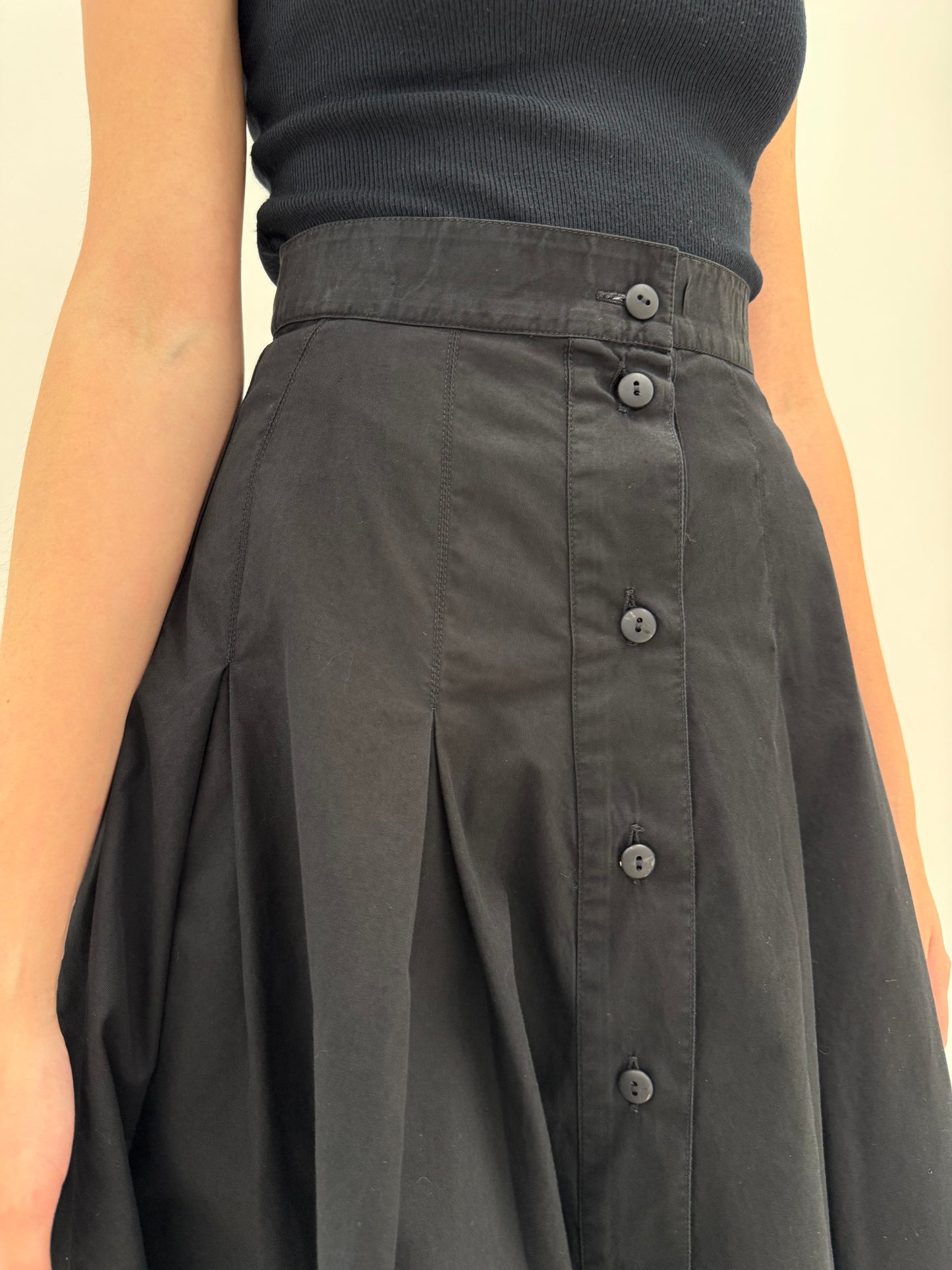 Fustă vintage de brand luxury Laura Biagiotti din poplin cu talie ultra marcată