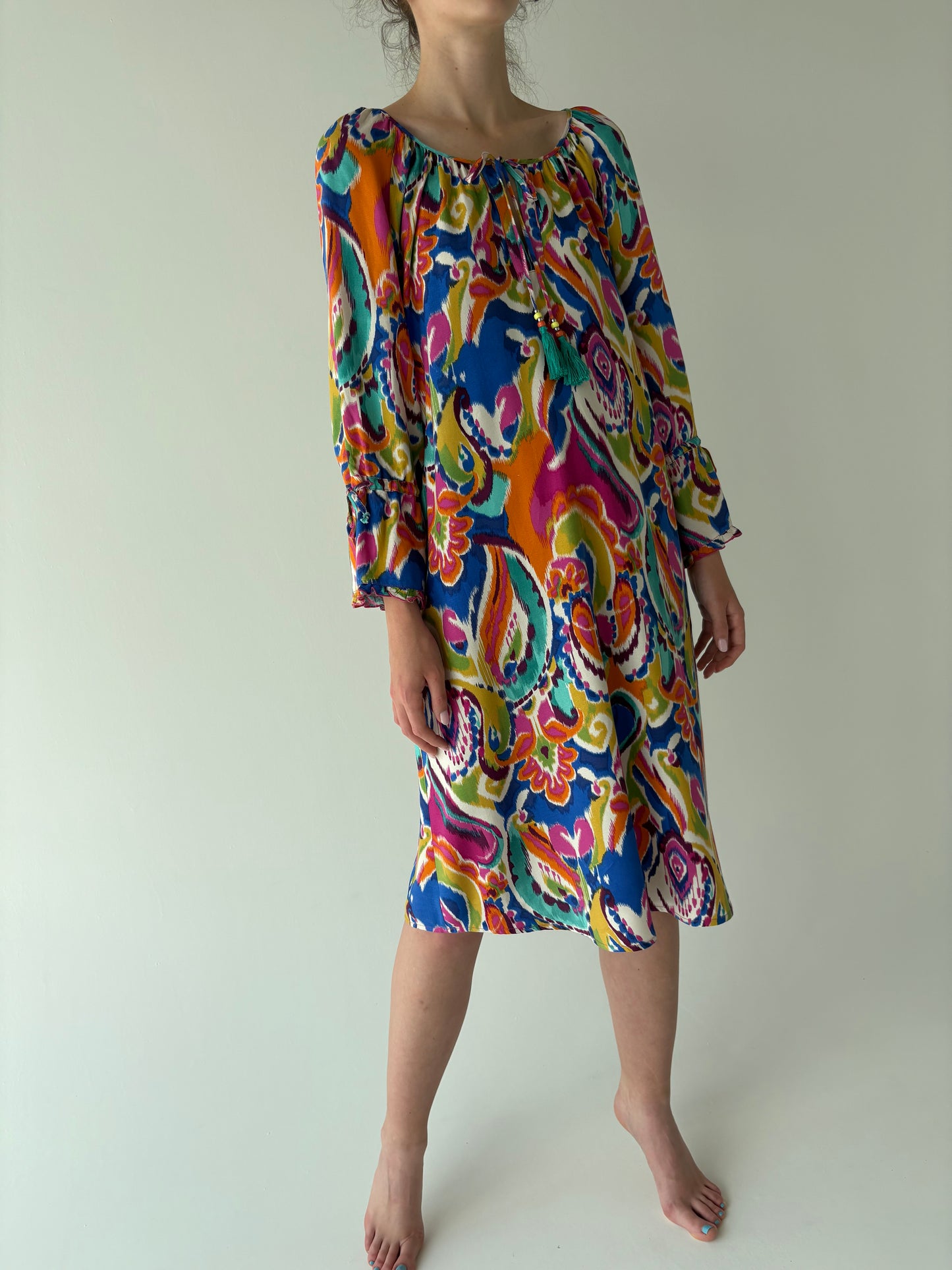 Rochie super colorată în croi lejer din panzica