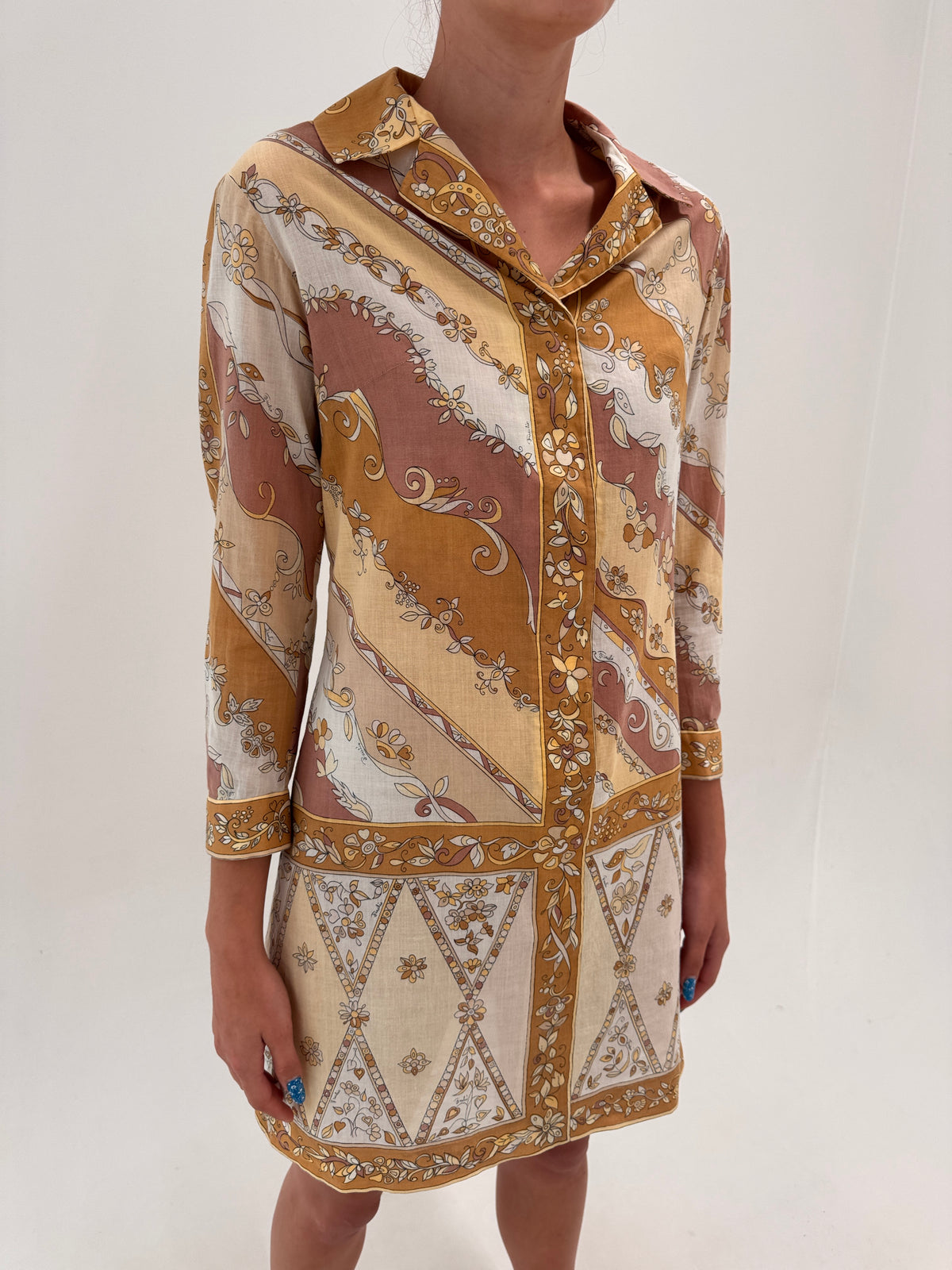 Rochie Emilio Pucci old vintage sfârșit de ani 60 de colecție din cotton lawn