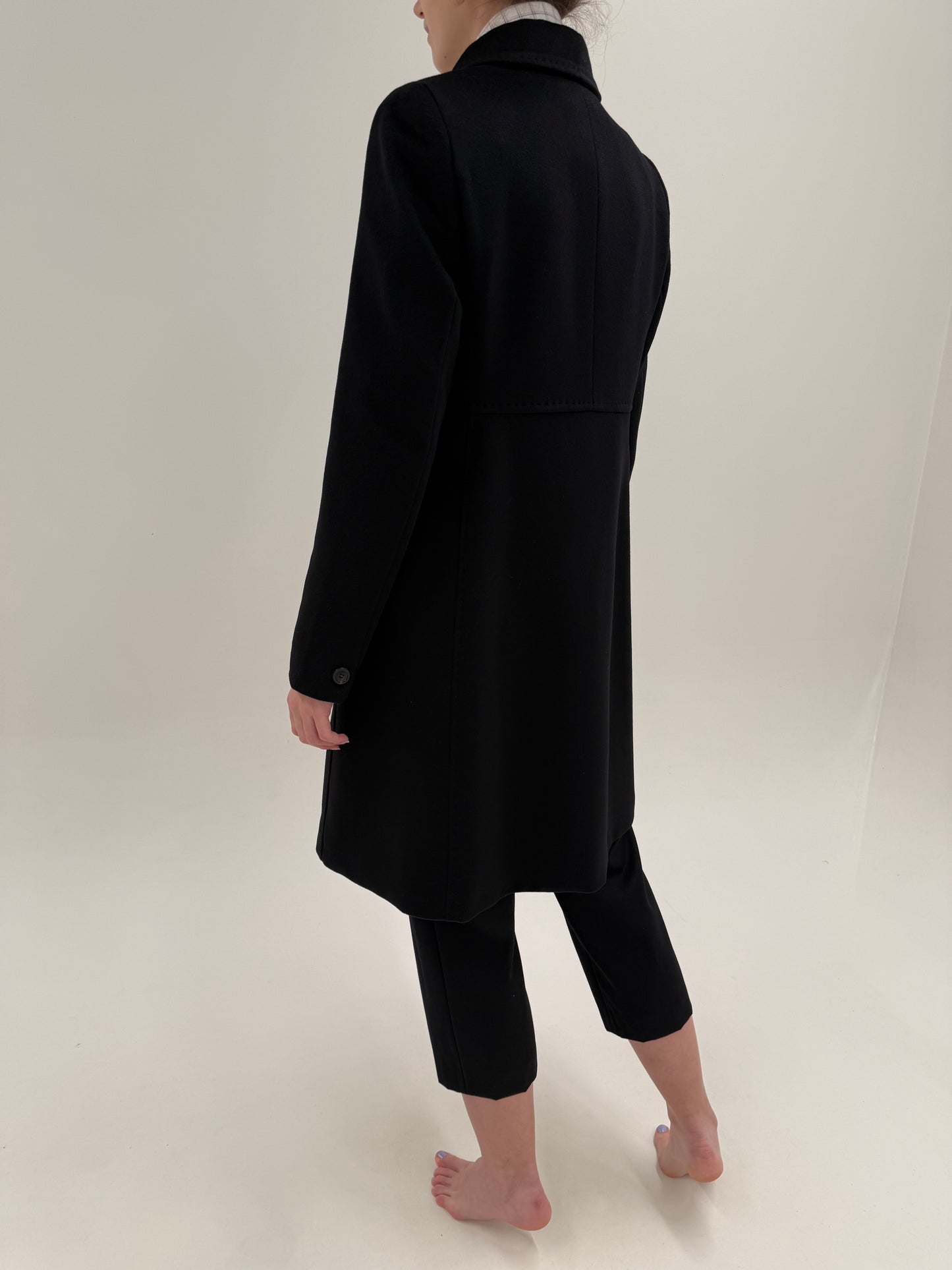 Palton negru Max Mara din stofă de lana extrafina pura certificată