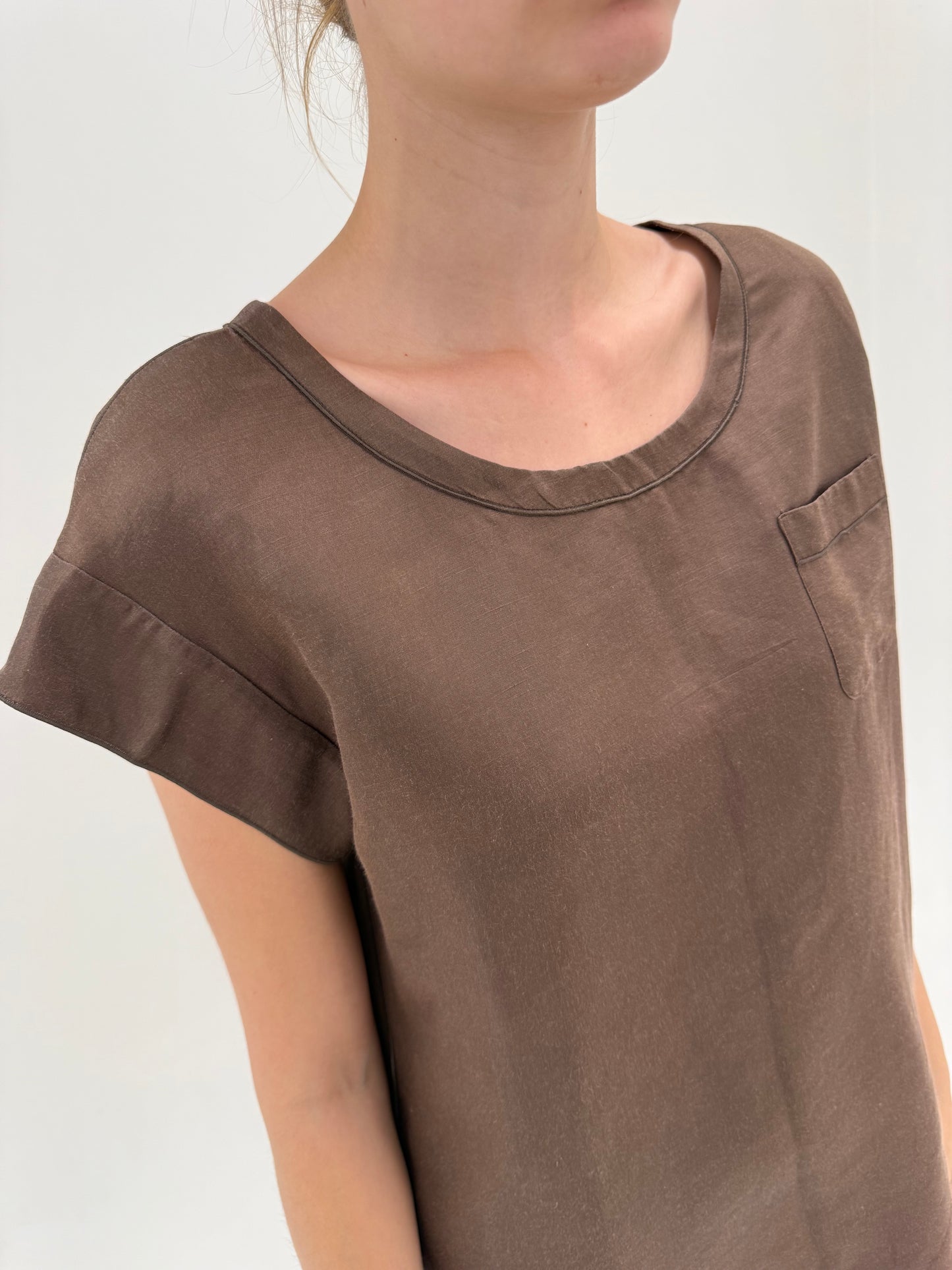 Top Marc Jacobs chocolate brown din in, mătase naturală și bumbac