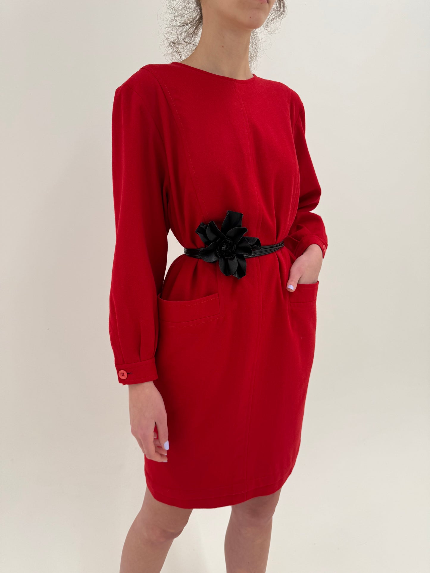 Rochie vintage ultra luxury din stofă de lana excepțională Giorgio Armani