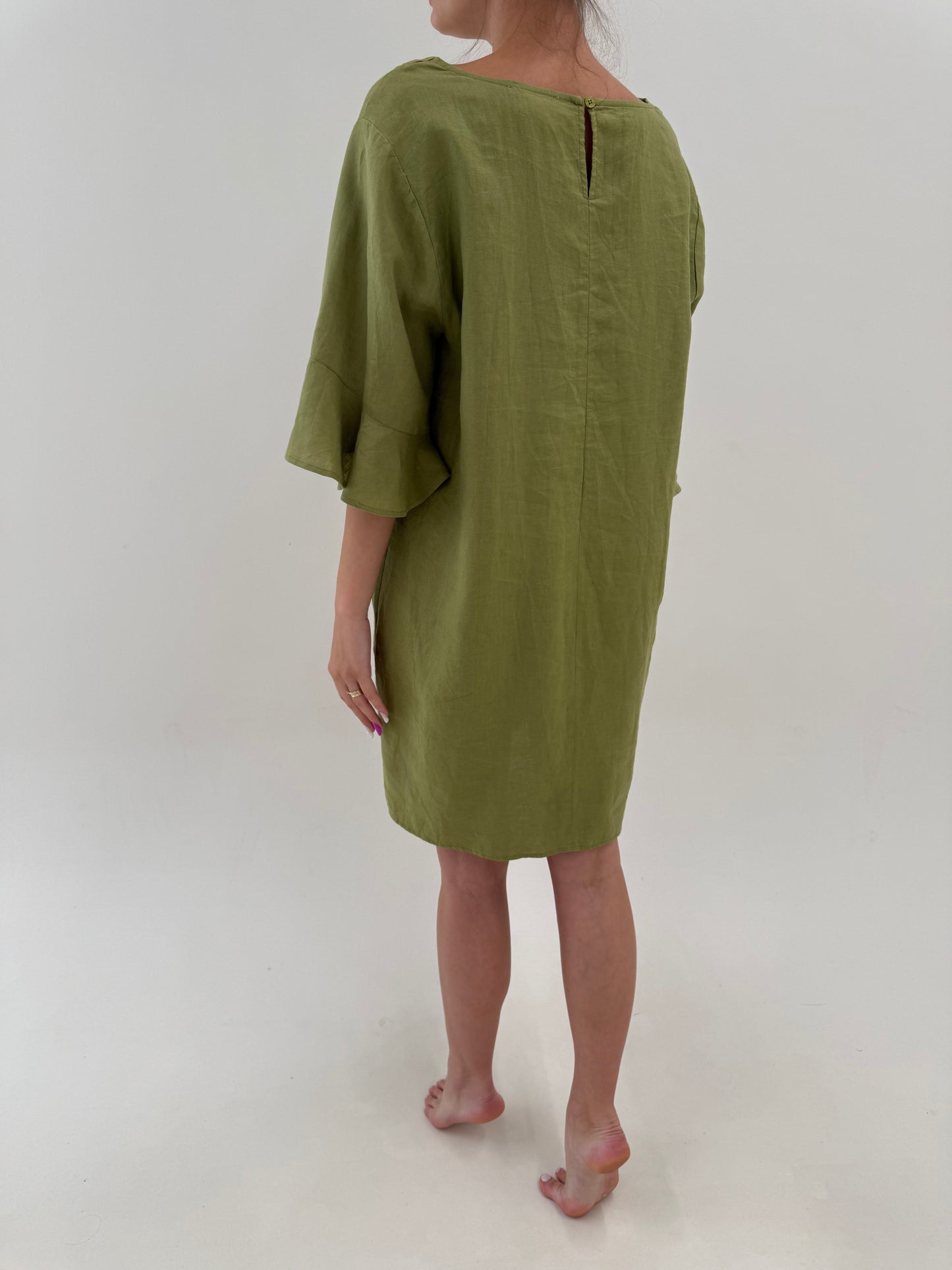 Rochie verde olive în croi minimalist din în premium