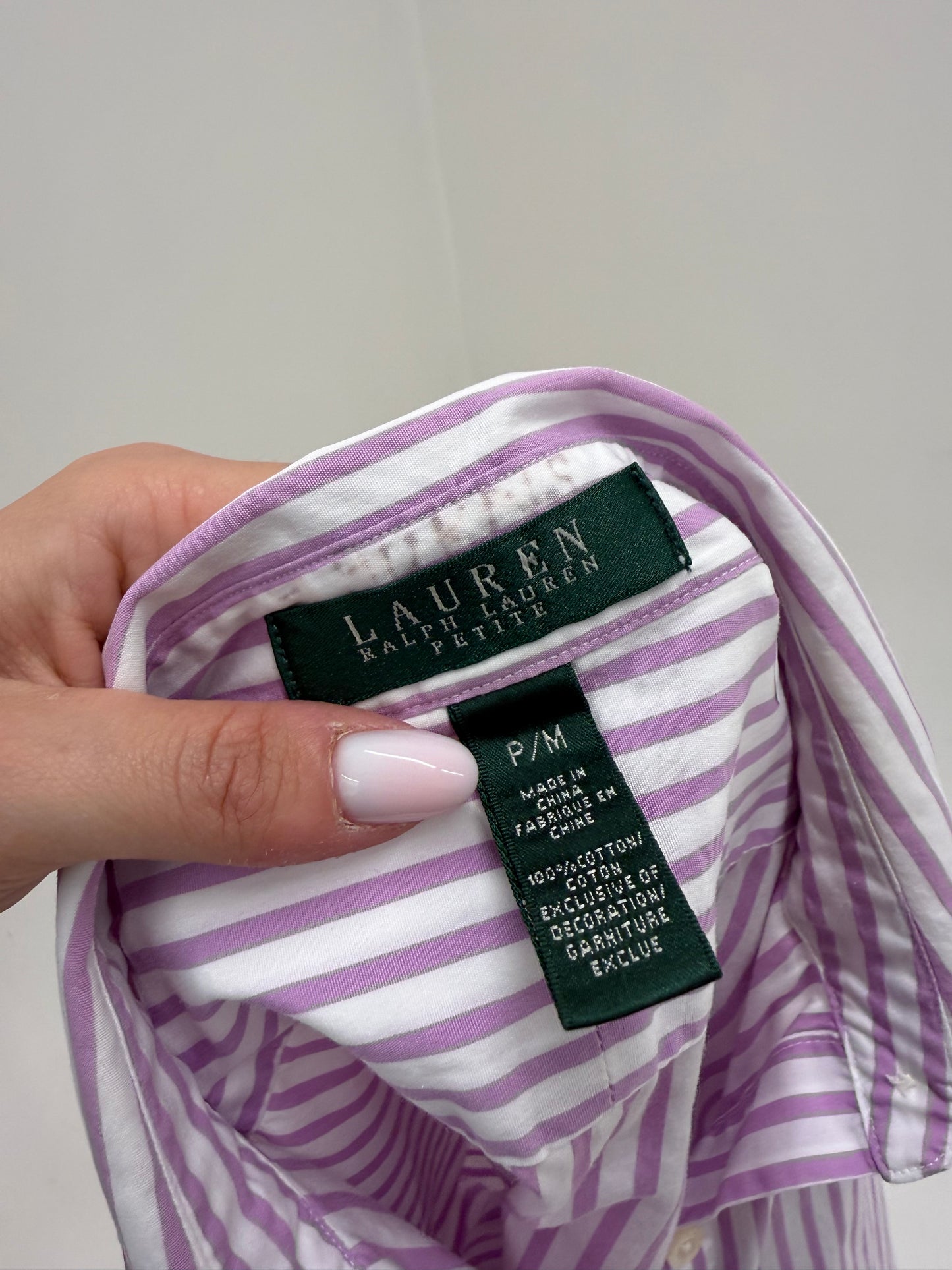Cămașa Ralph Lauren petite în dungi lavandă