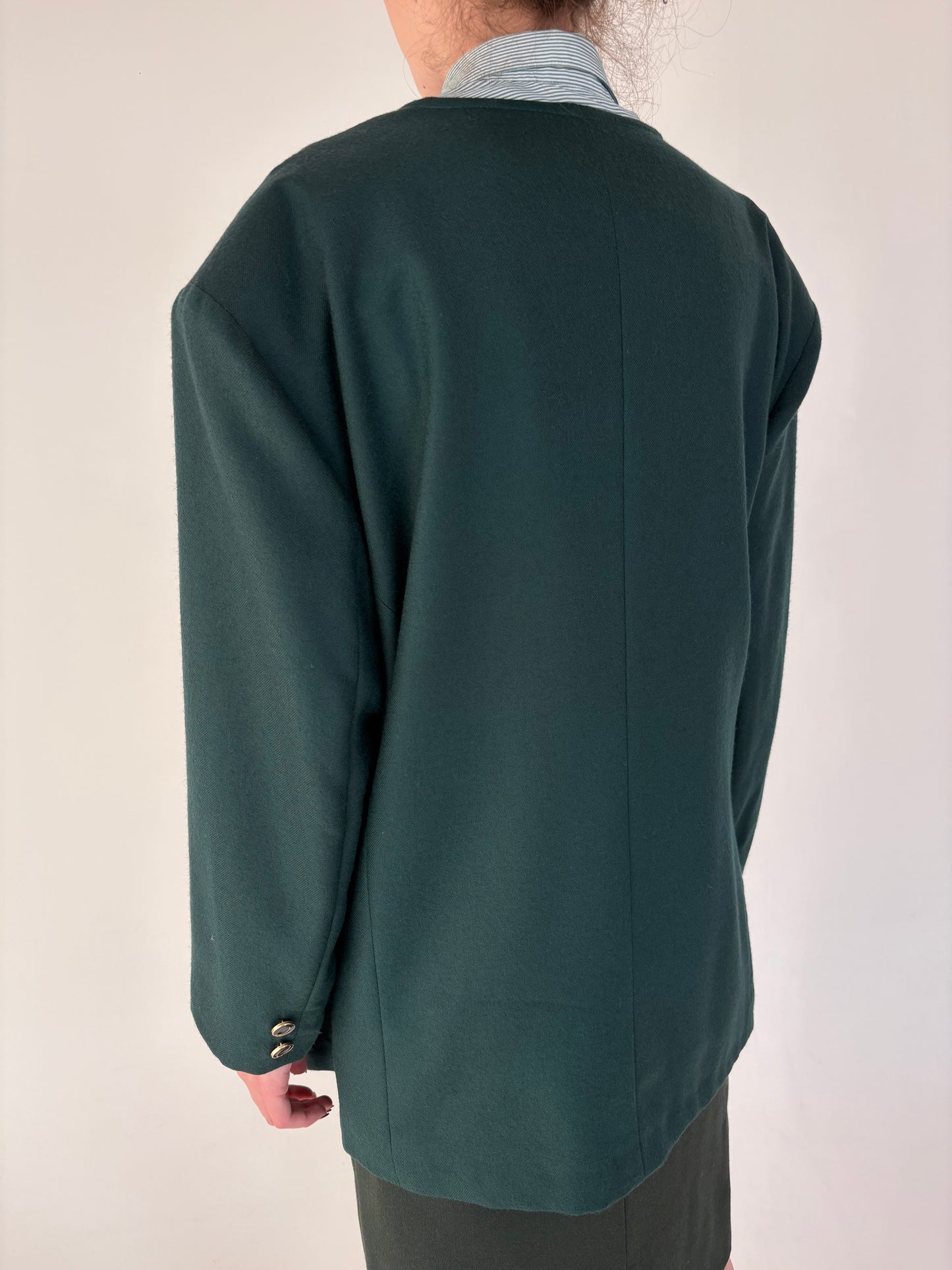 Sacou plus size forest green din lana pura extrafina certificată