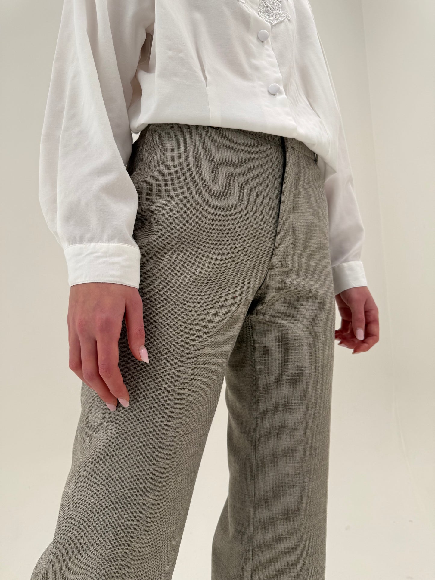 Pantaloni warm gray din lana extrafina melanj