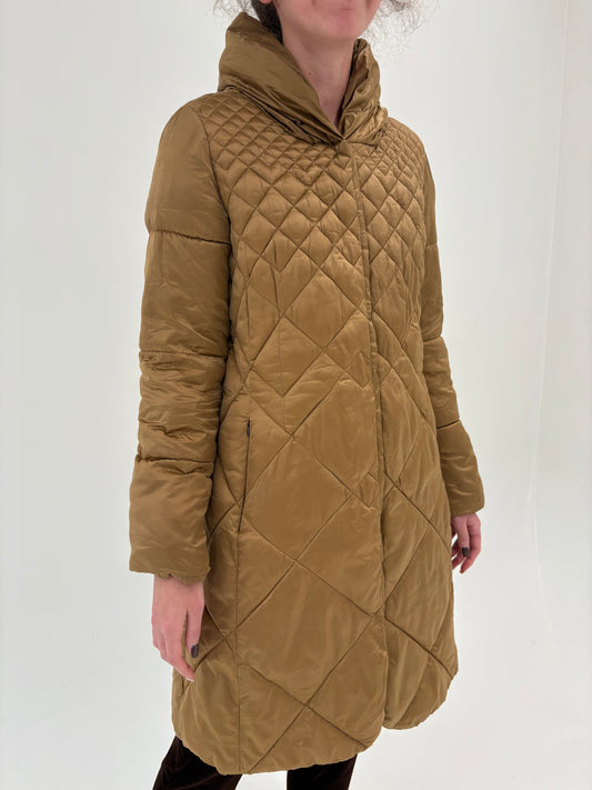 Geacă business lungă camel italiana la matlasata groasă