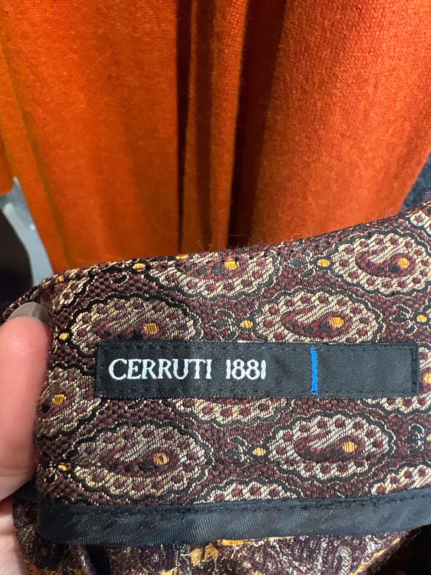 Pantaloni luxury Cerutti din brocart excepțional cu lana și fire aurii pudrat
