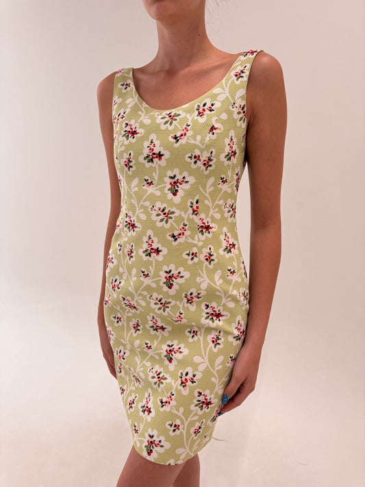 Rochie vintage Moschino anii 2000 din bumbac Panama ușor decupată la spate