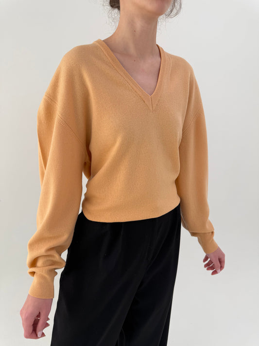 Pulover vintage italian peach nude din lana extrafina pura certificată