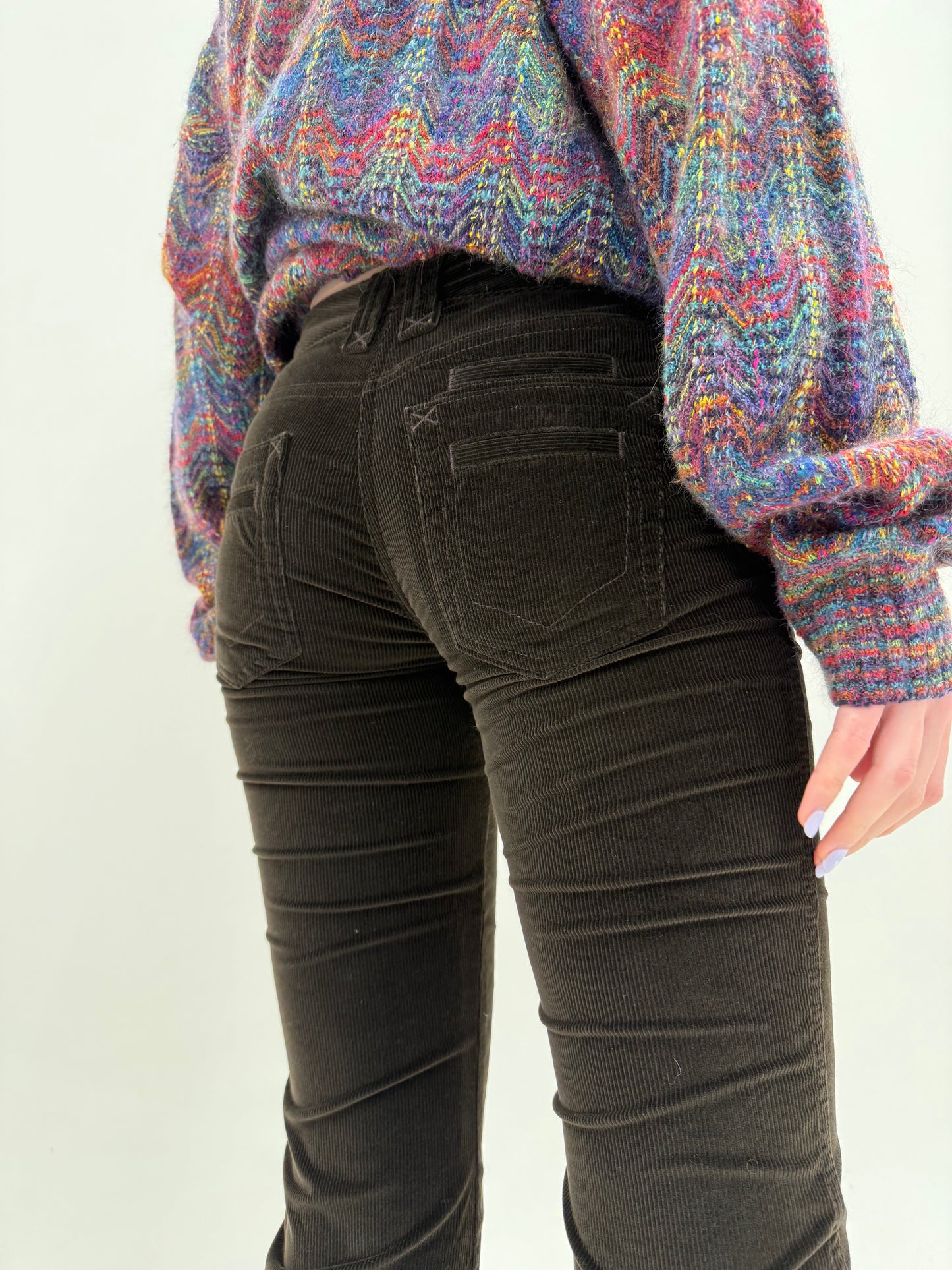 Pantaloni Dolce&Gabbana din corduroy chocolate brown ușor modelator