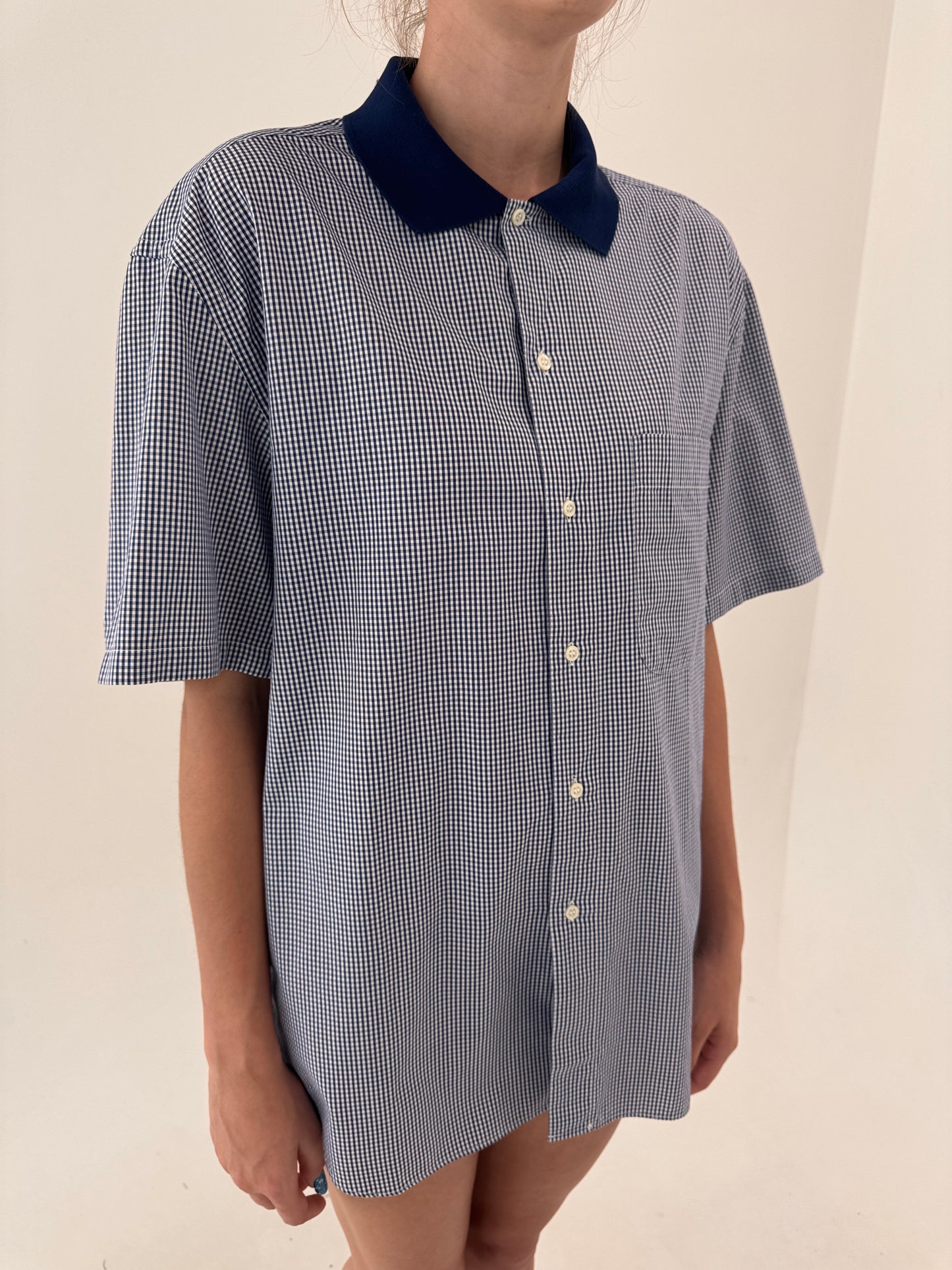 Cămașa luxury Cacharel cu influențe casual gingham din poplin excepțional