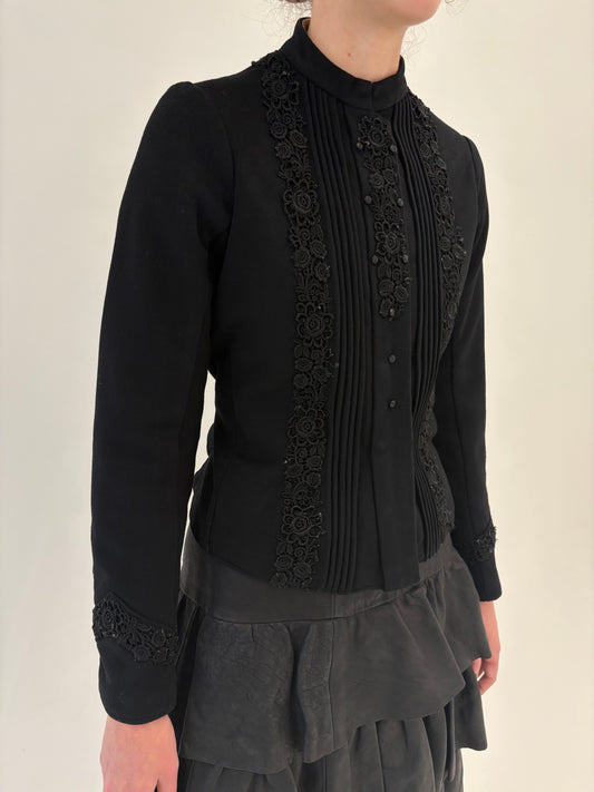 Tailleur antique de colecție sfârșit de secol XIX din lana groasă cambrat