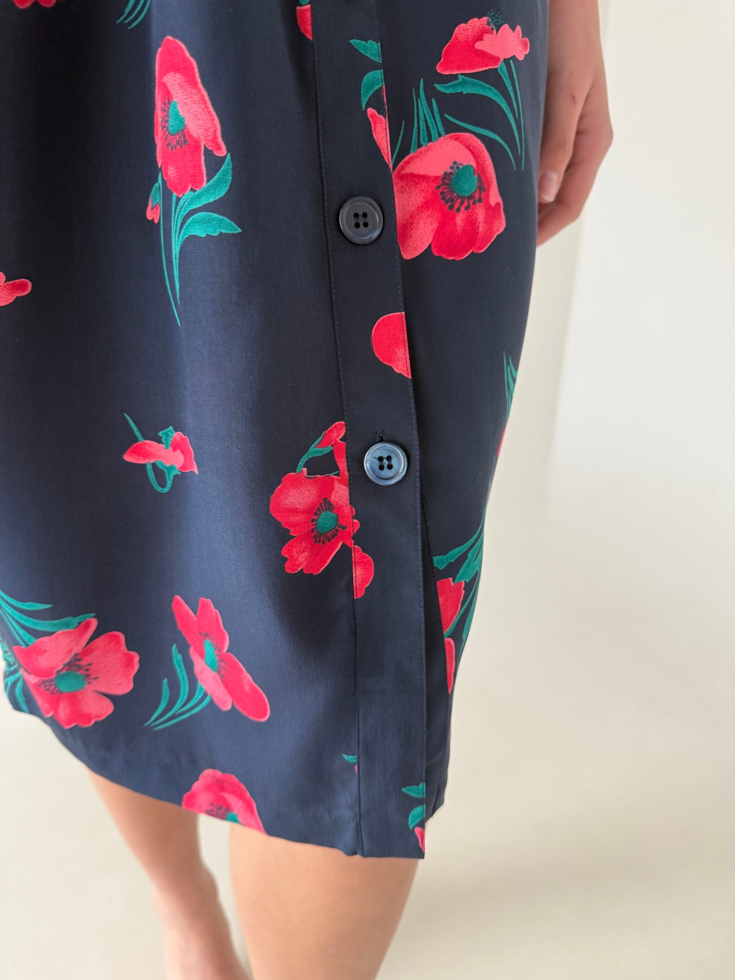 Rochie italiană din mătase naturală cu print floral superb și talie ușor reglabilă