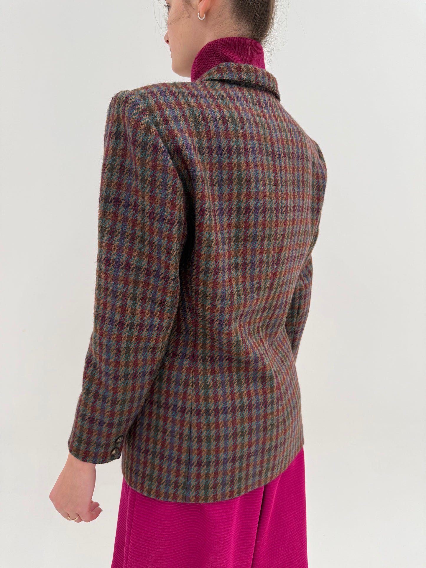 Sacou Max Mara din tweed excepțional de lana în carouri