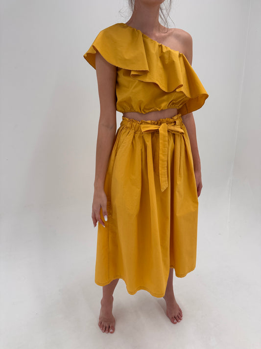 Set saffron yellow din poplin de bumbac in croi ultra chic