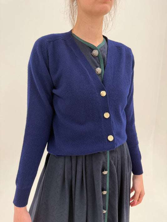 Cardigan luxury Pringle of Scotland vintage albastru cerneală