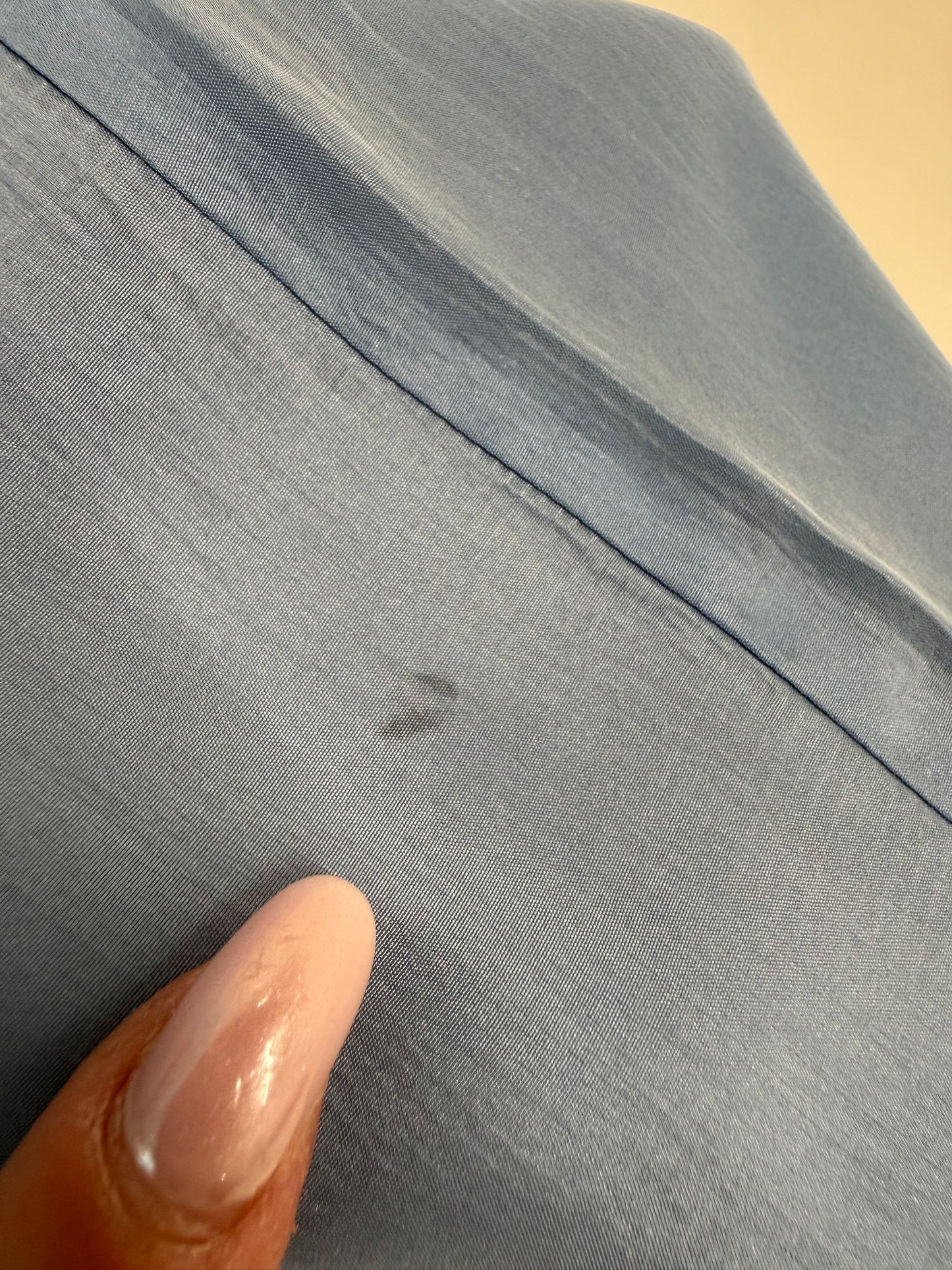 Pantaloni palazzo dusty baby blue din mătase matuala cu talie reglabilă