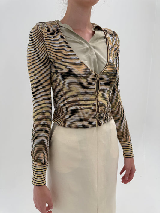 Cardigan Missoni de vară din jerse specific brandului în nuanțe neutre