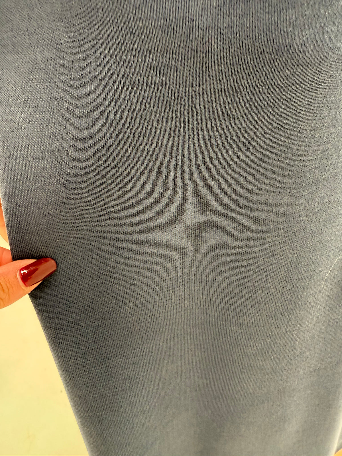 Fustă midi în bie din tricot dens de lana extrafina dusty jeans blue