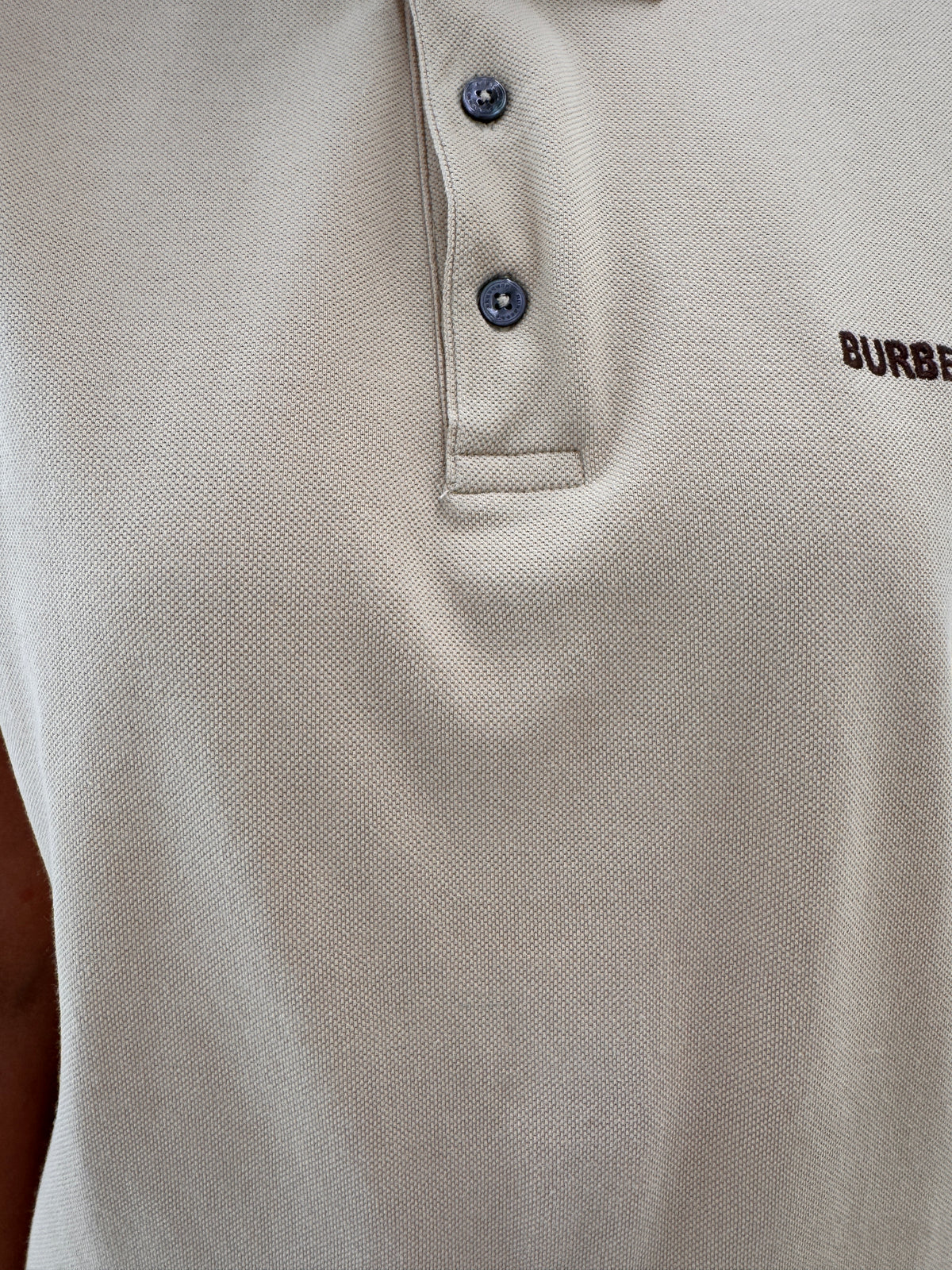 Top Burberry polo camel din bumbac excepțional de gramaj mare