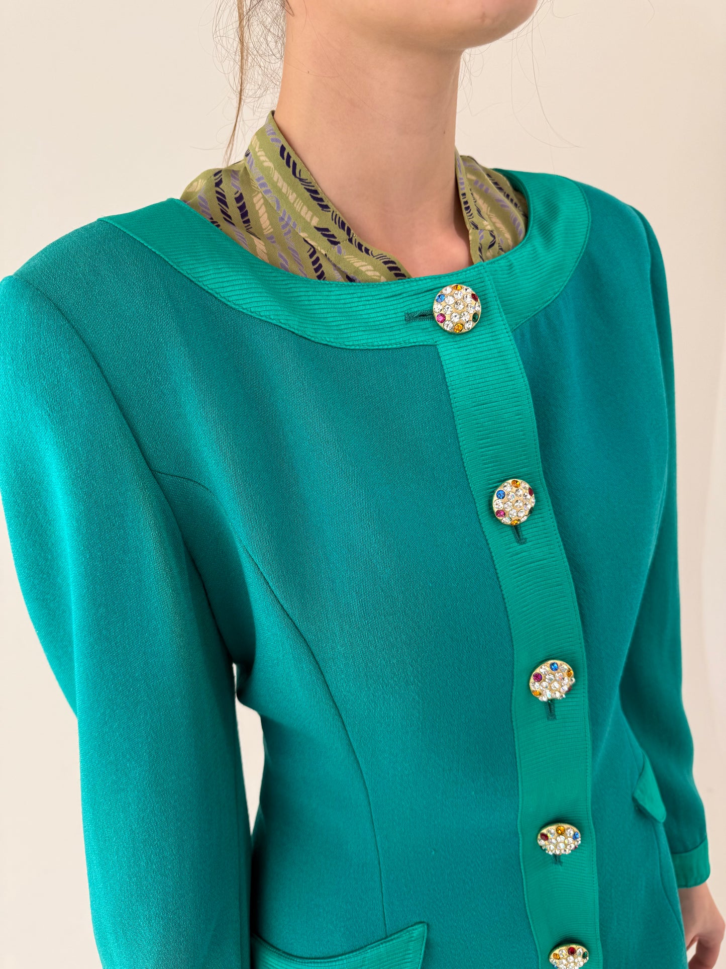 Deux piece excepțional vintage cu sacou cambrat și fustă conică