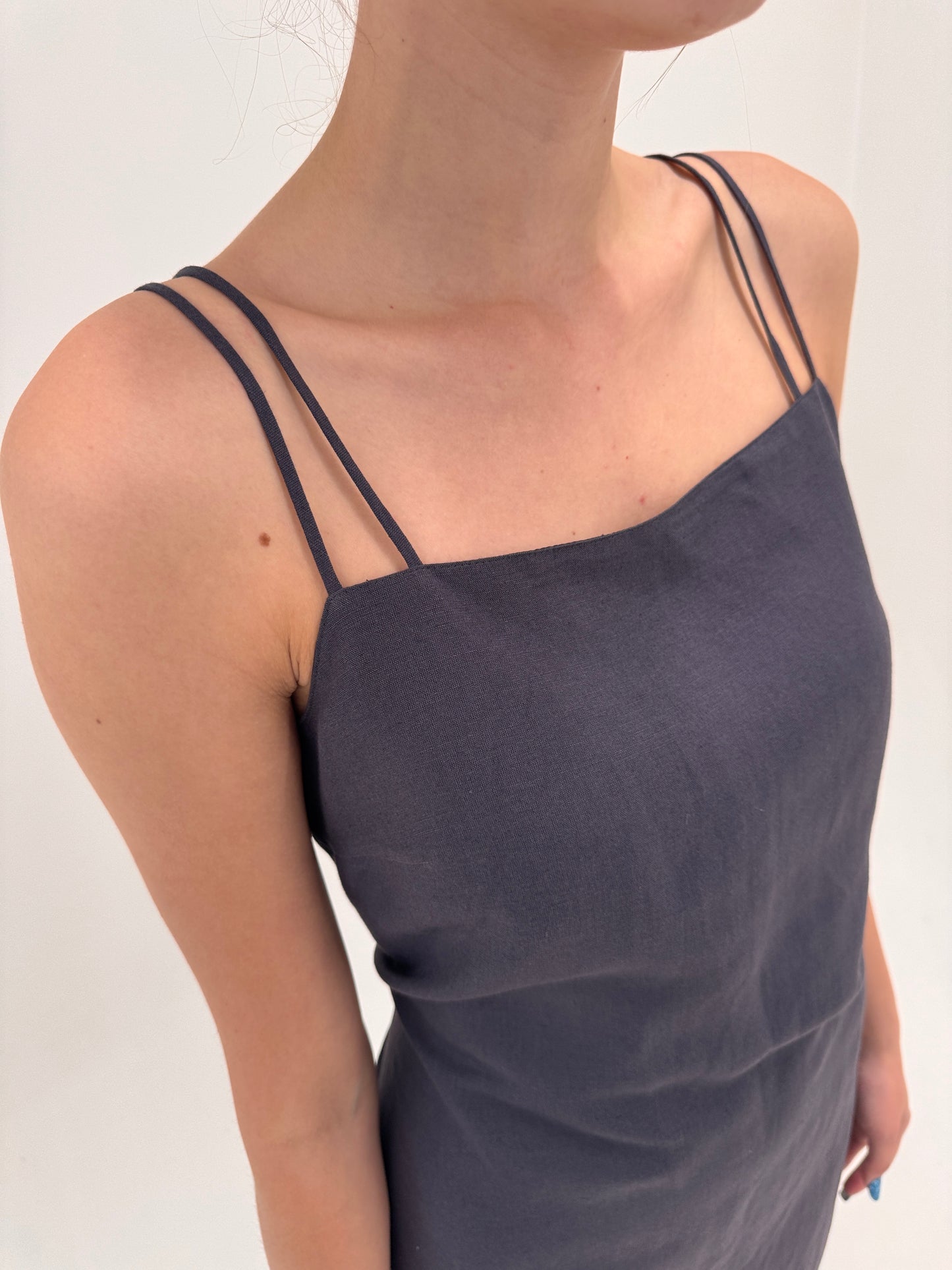 Rochie Marella by Max Mara petrol gray în croi minimalist din pânză