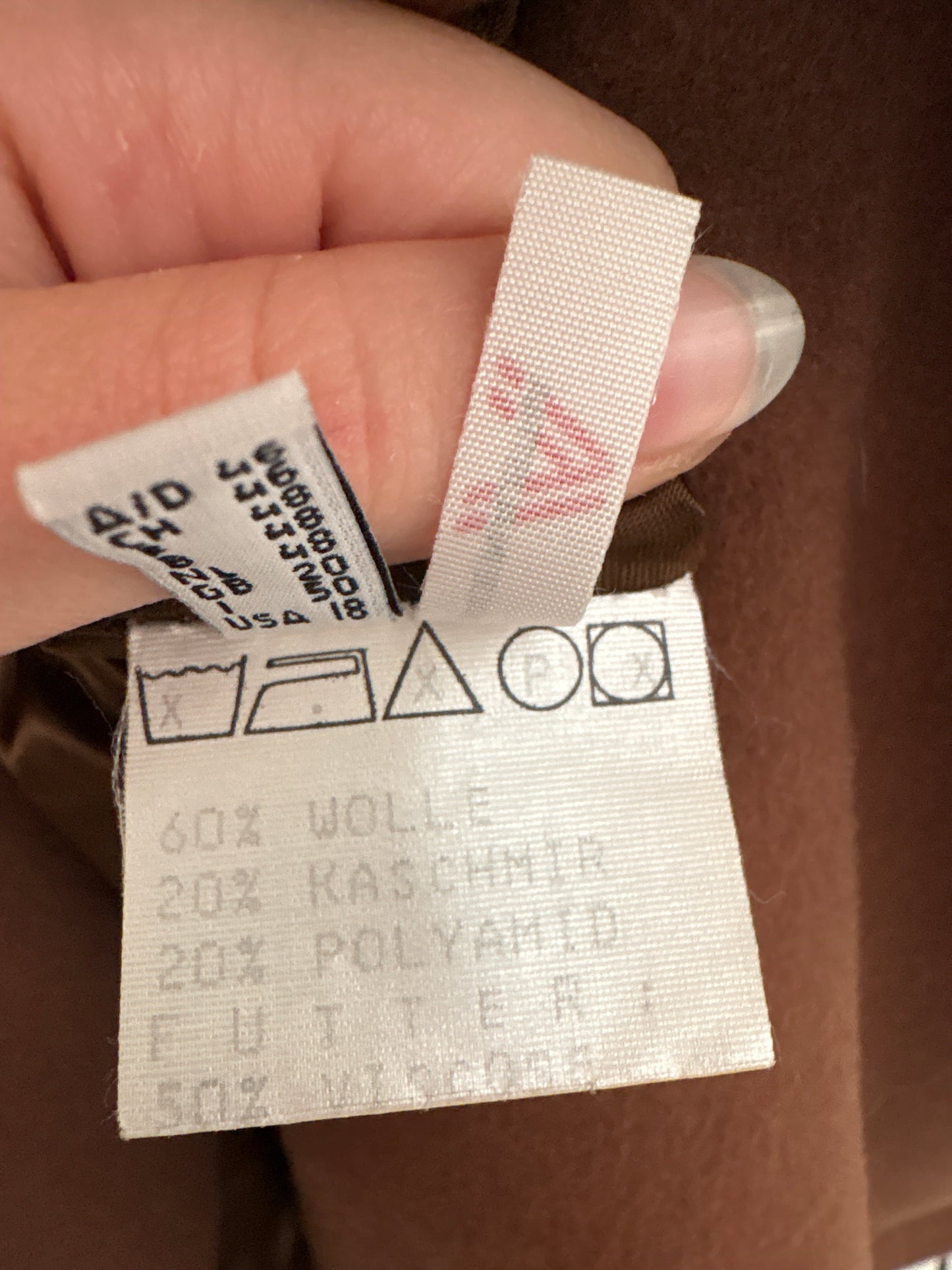 Palton caramel brown don stofă plină de lana cu cașmircu cordon