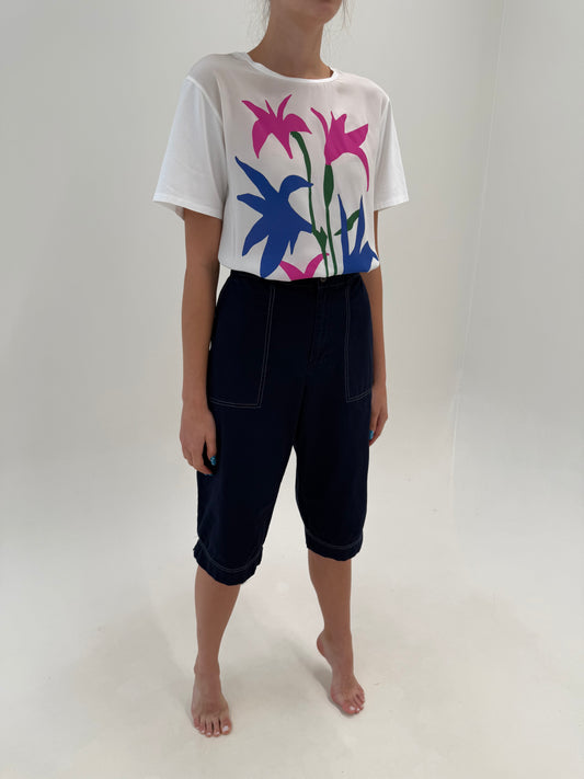 Pantaloni Ralph Lauren Capri din canvas de bumbac Navy blue